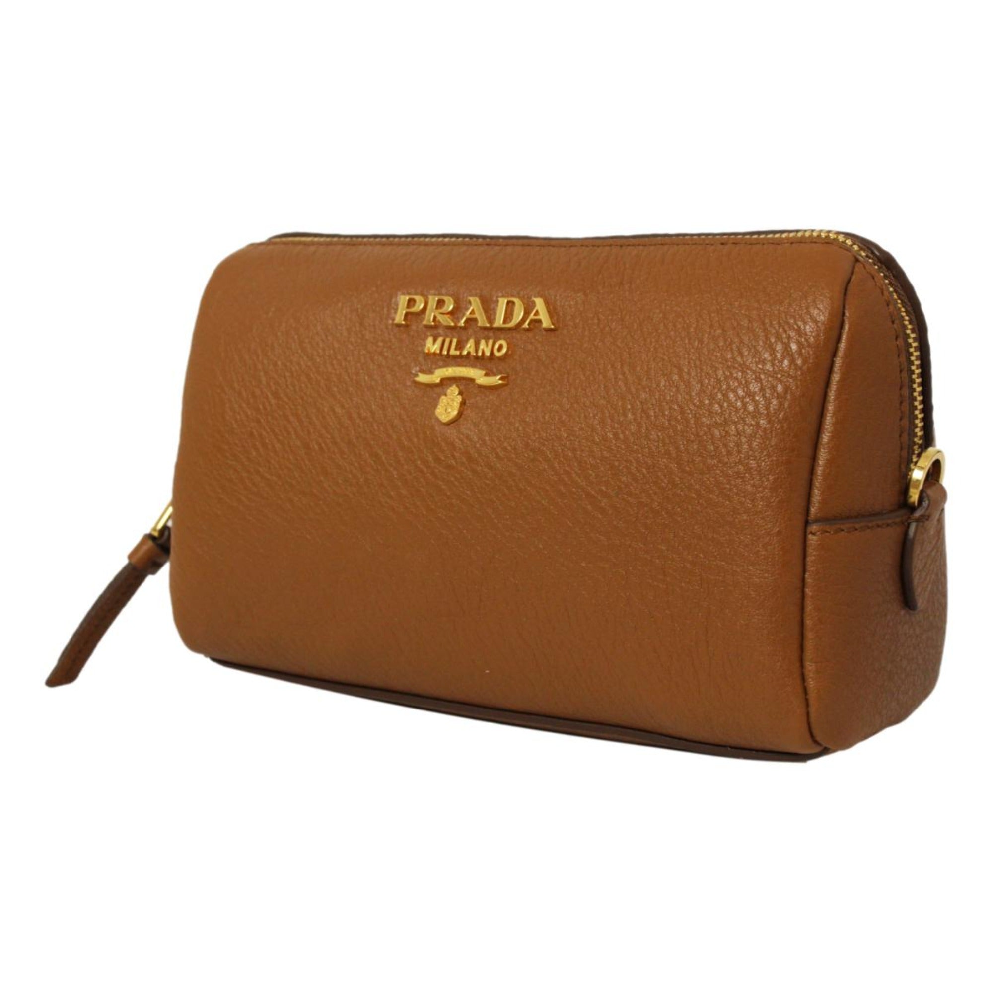 Prada Vitello Daino Cosmetic Bag Clutch Bag - Elegant Leather Style