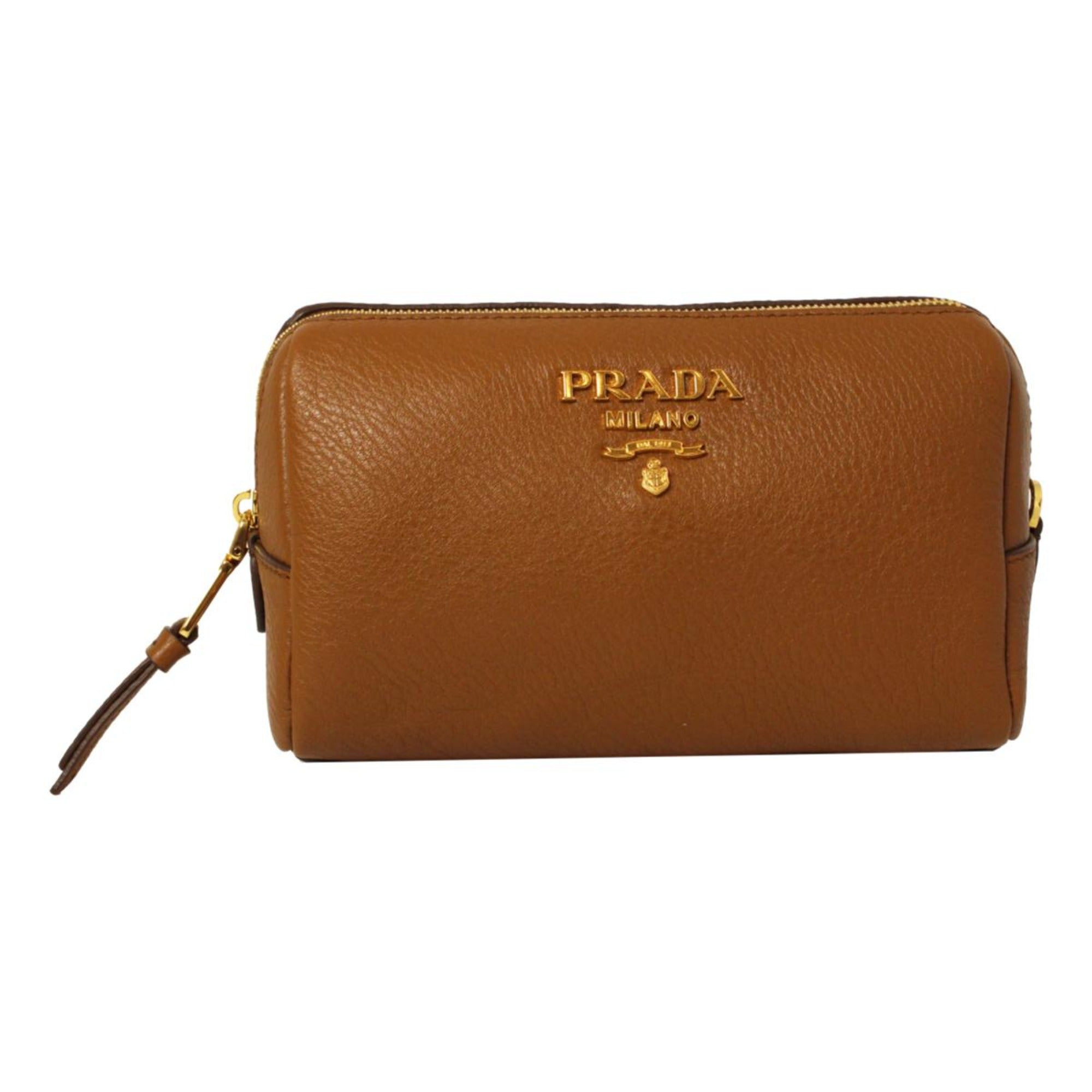 Prada Vitello Daino Cosmetic Bag Clutch Bag - Elegant Leather Style