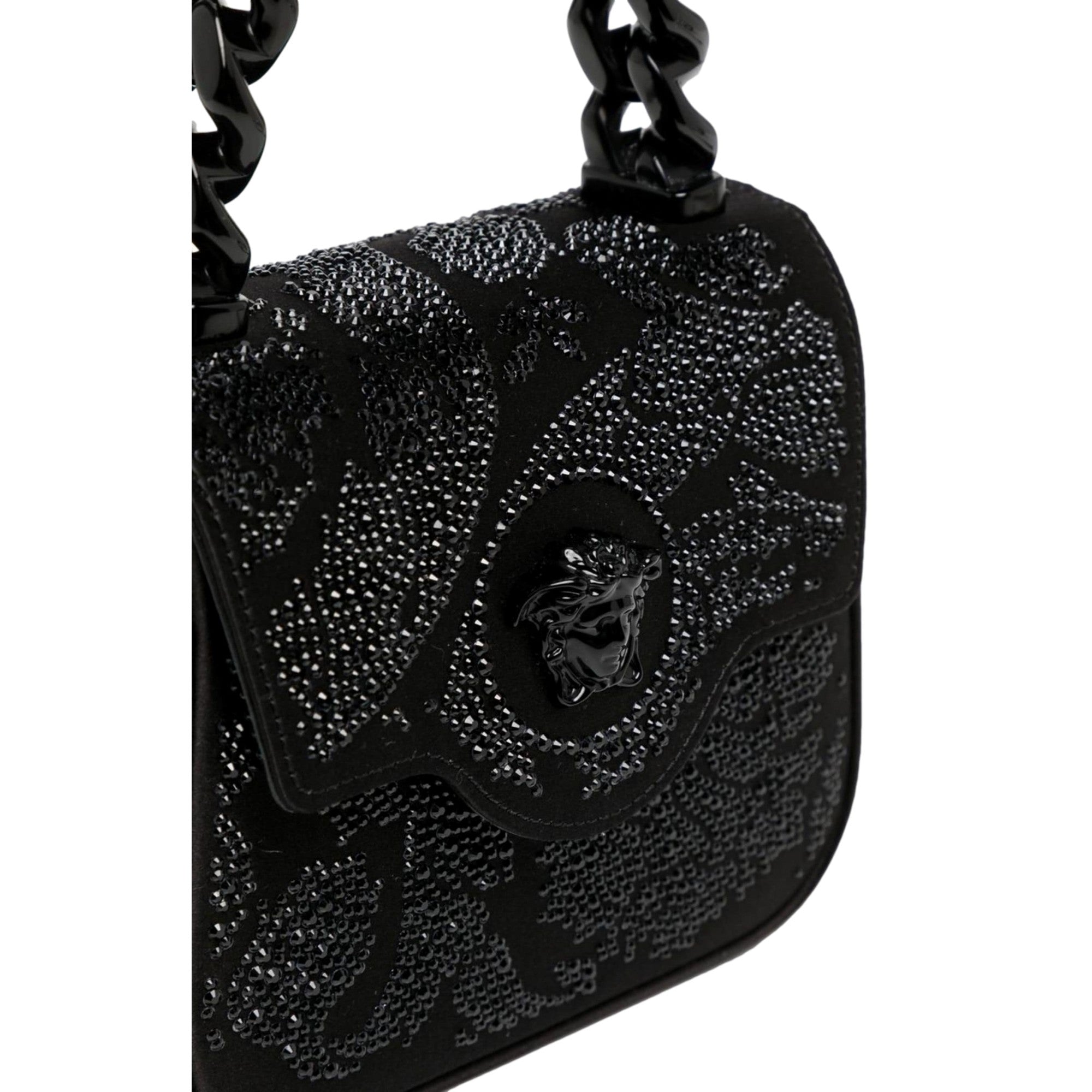Luxury Black Tote & Crossbody Bag – Versace La Medusa Silk Design