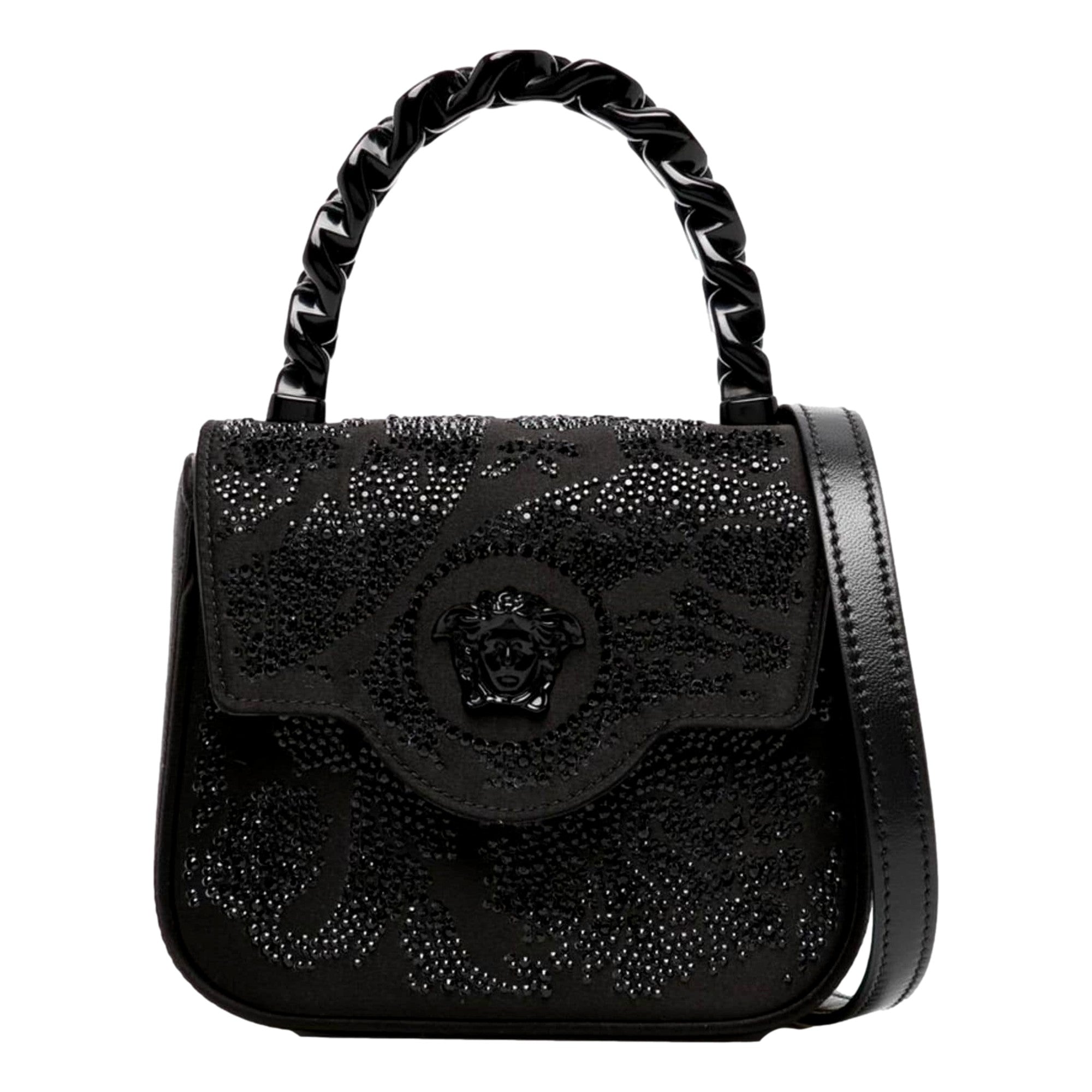 Luxury Black Tote & Crossbody Bag – Versace La Medusa Silk Design