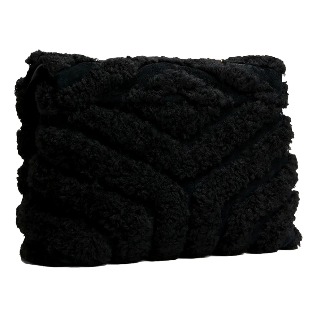 Saint Laurent Shoulder Bag - Loulou Black Shearling, Elegant Black Bag