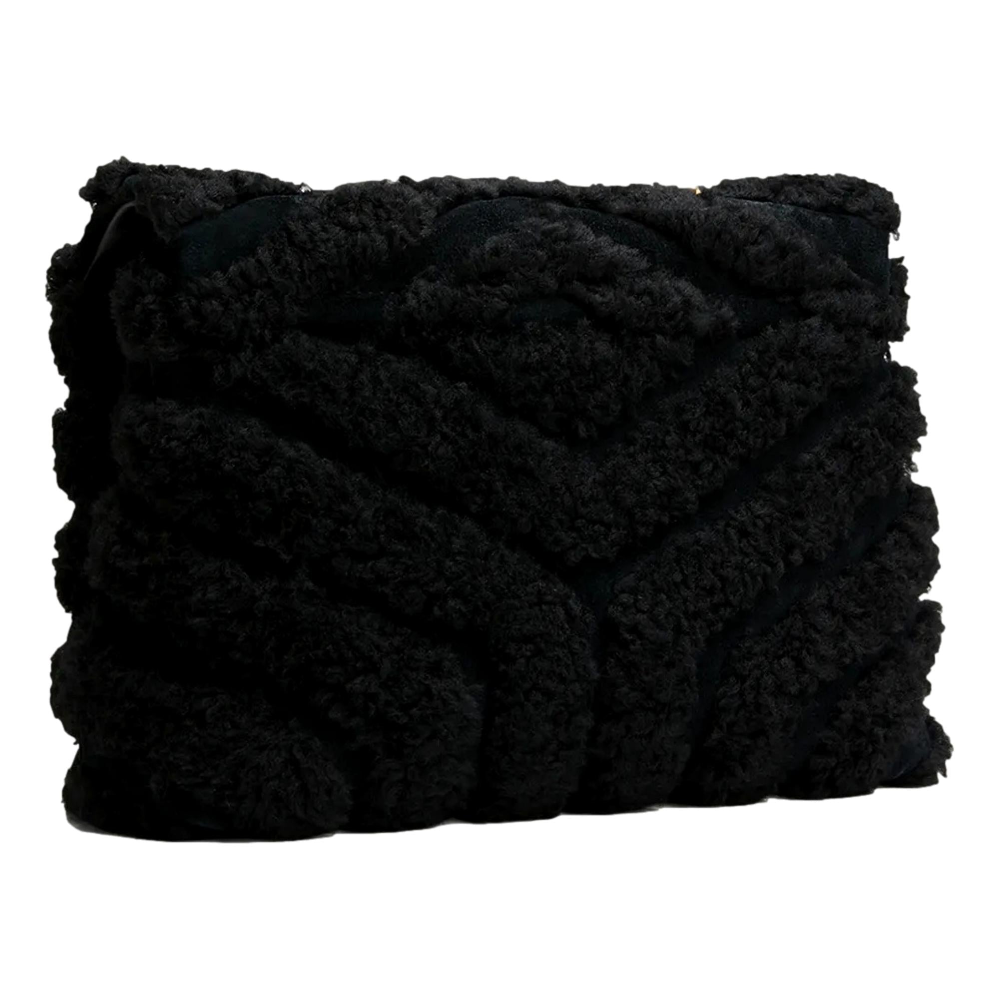 Saint Laurent Shoulder Bag - Loulou Black Shearling, Elegant Black Bag