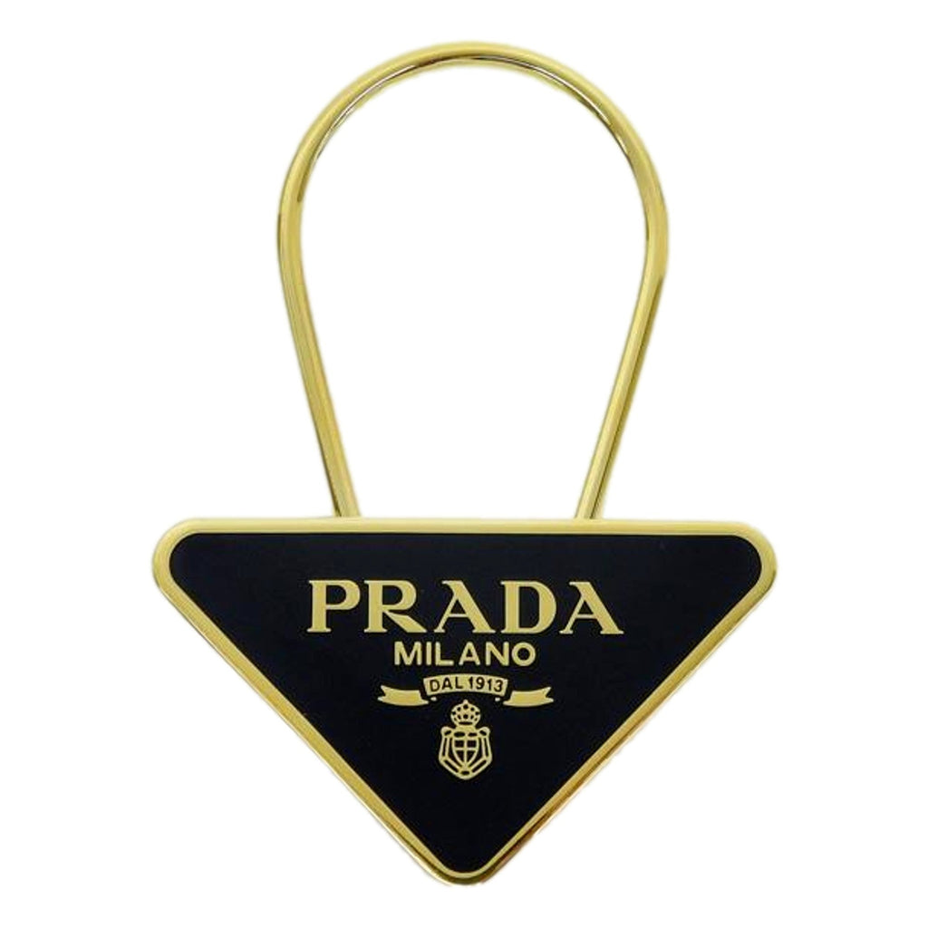 Prada Enameled Purse Charm & Keyring - Luxurious Black & Gold Charm