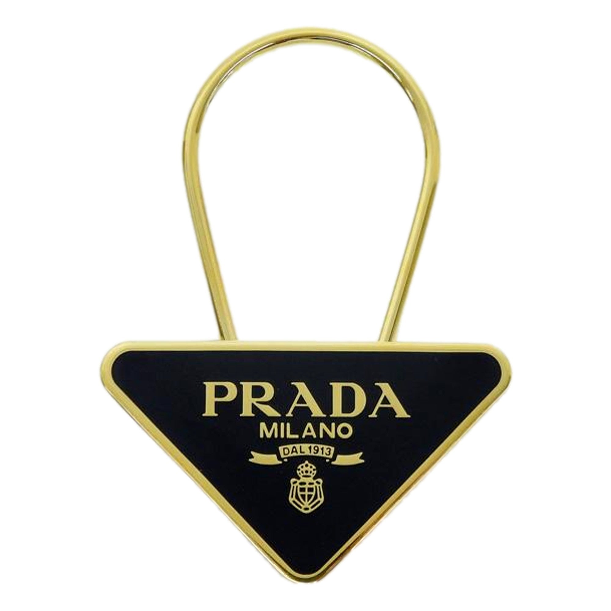 Prada Enameled Purse Charm & Keyring - Luxurious Black & Gold Charm