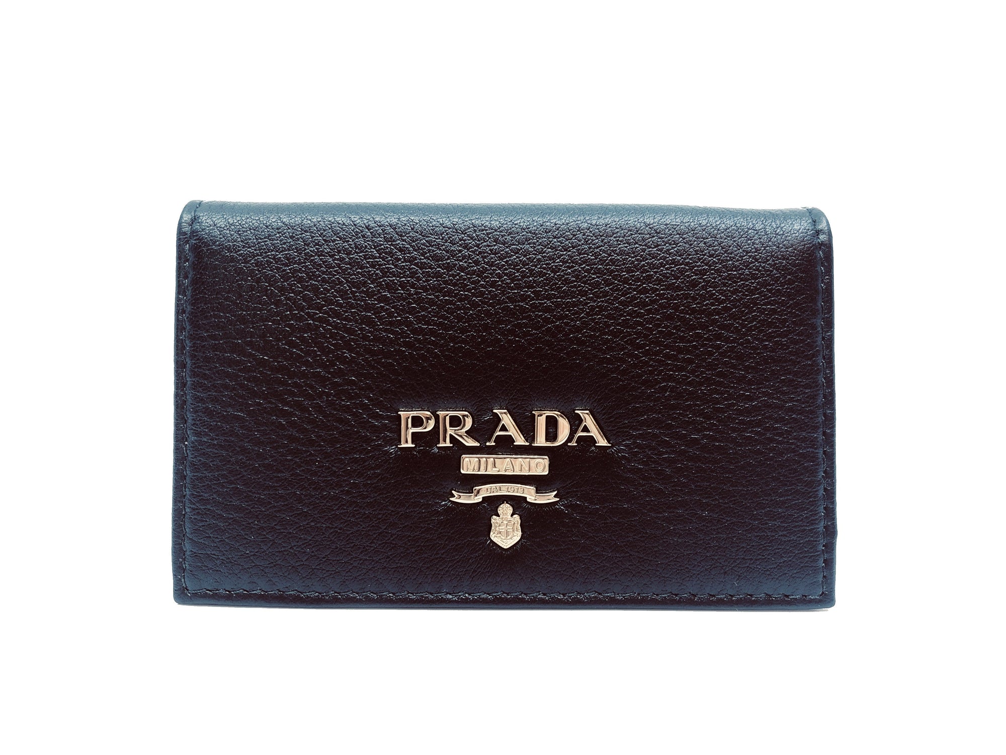 Prada Black Calf Leather Card Case - Elegant & Compact Wallet