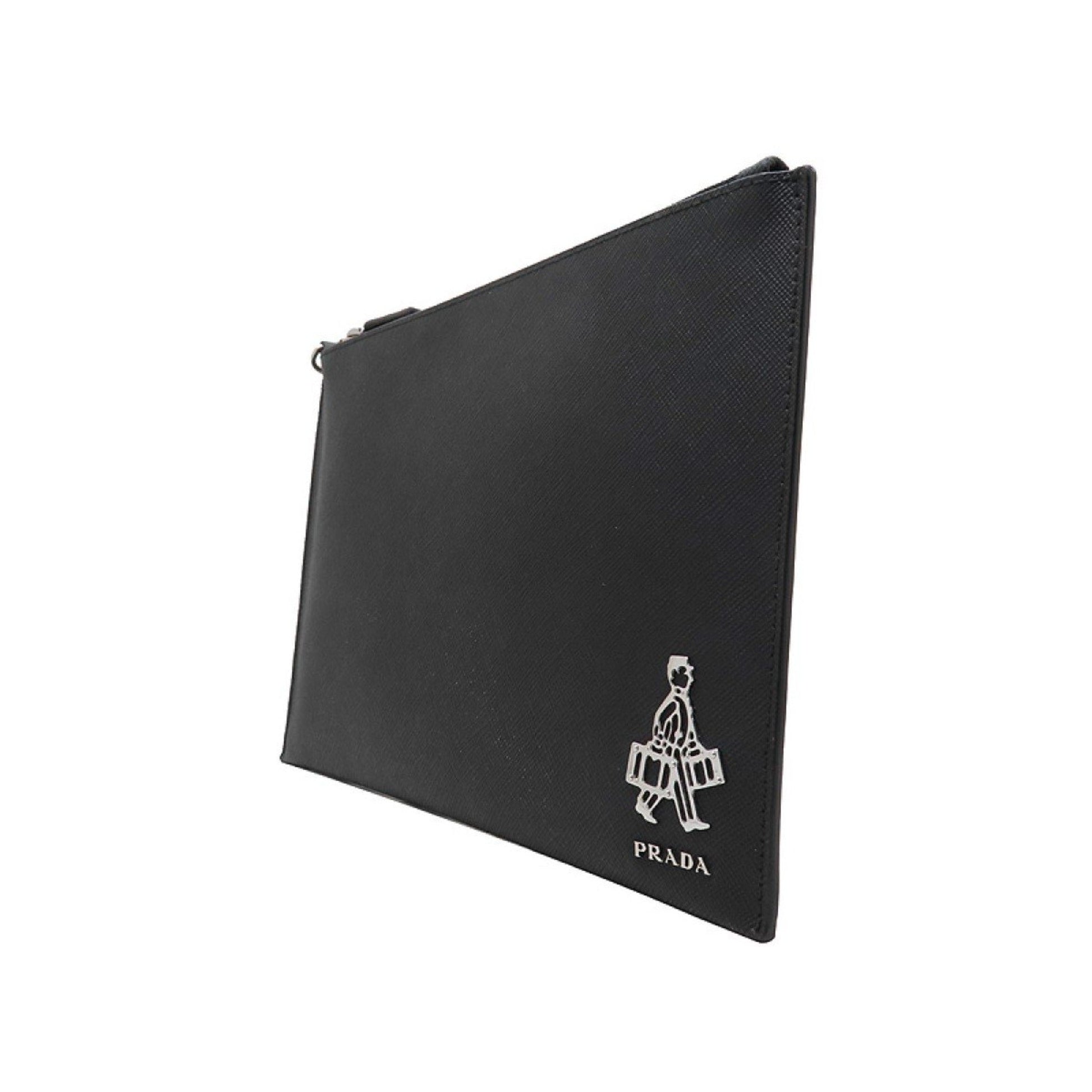 Prada Black Saffiano Leather Clutch - Chic Document Holder