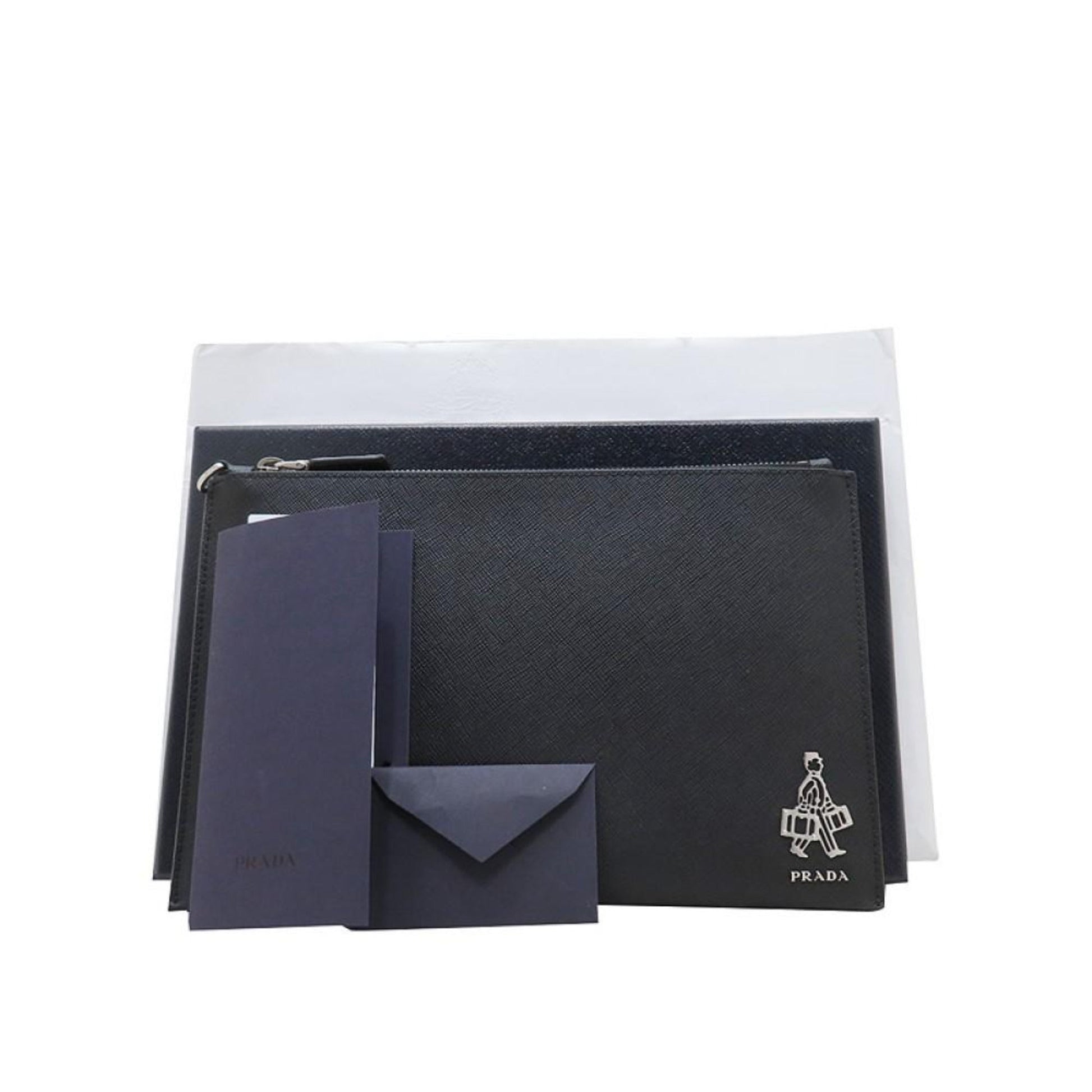 Prada Black Saffiano Leather Clutch - Chic Document Holder