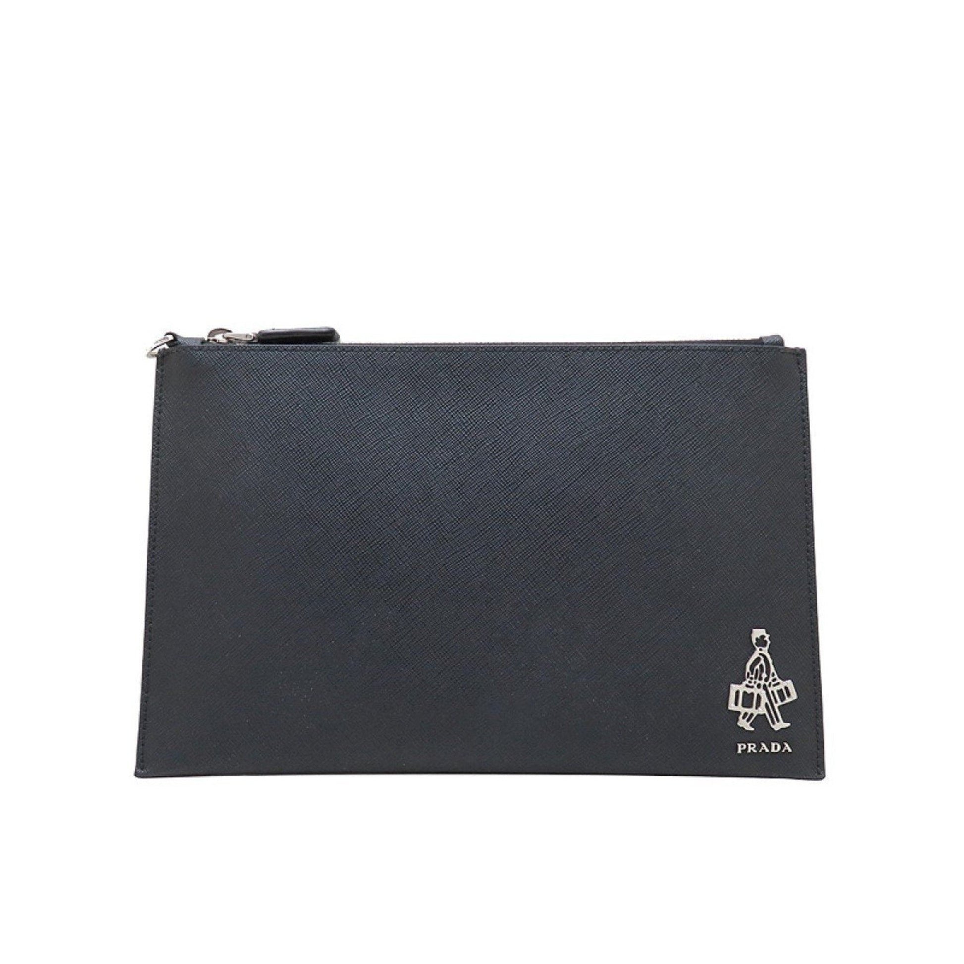 Prada Black Saffiano Leather Clutch - Chic Document Holder