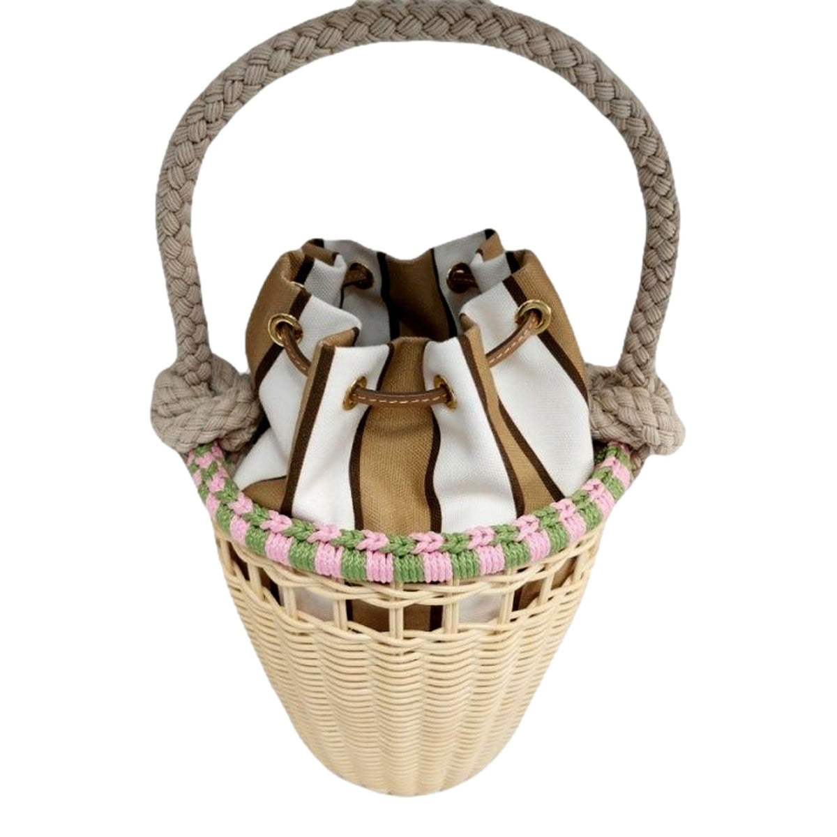 Prada Beige Wicker Mini Bucket Bag - Elevate Your Style with