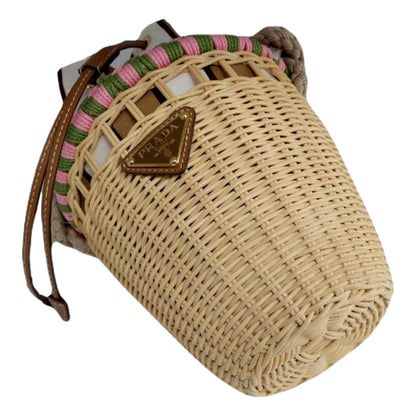 Prada Beige Wicker Mini Bucket Bag - Elevate Your Style with