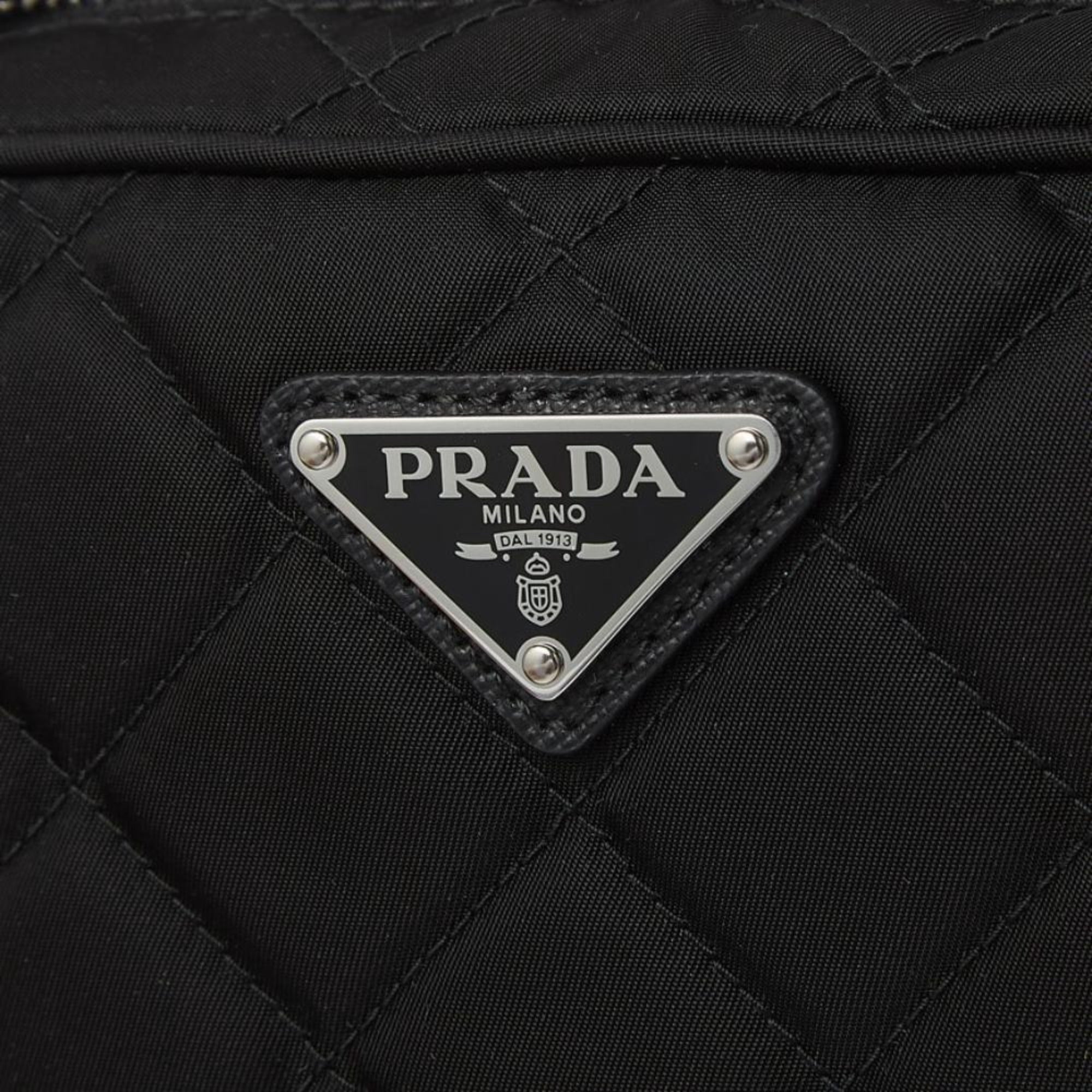 Prada Quilted Black Crossbody Bag - Trendy Nylon with Logo Charm