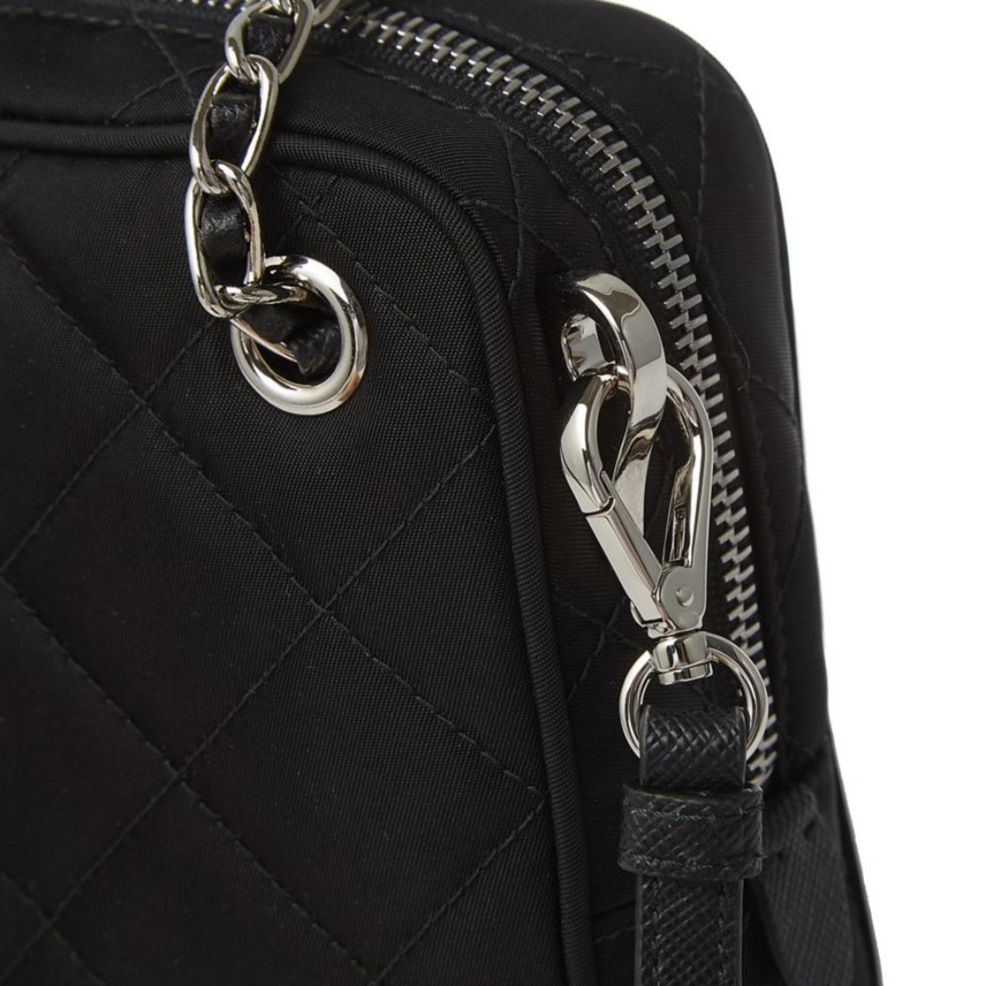 Prada Quilted Black Crossbody Bag - Trendy Nylon with Logo Charm