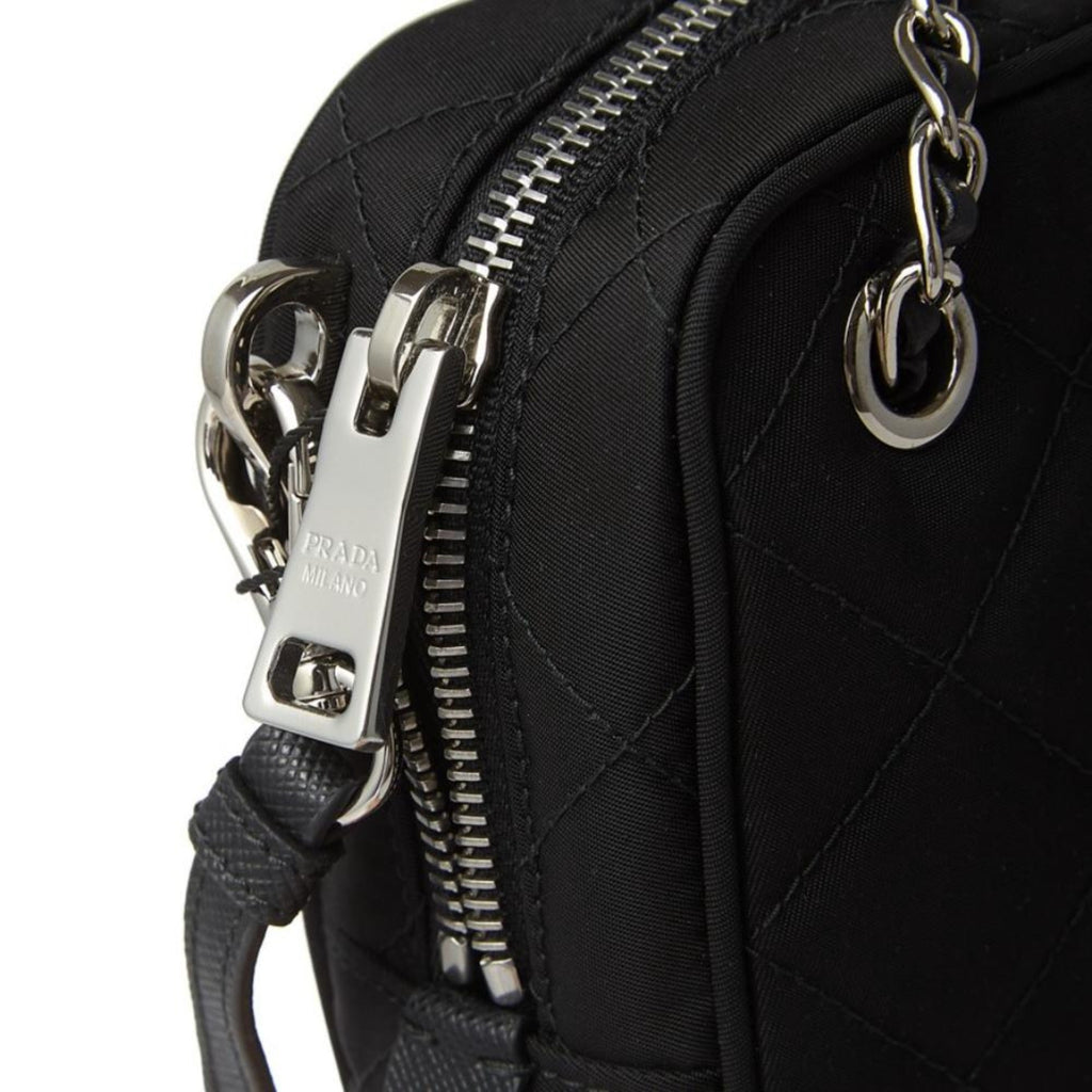 Prada Quilted Black Crossbody Bag - Trendy Nylon with Logo Charm
