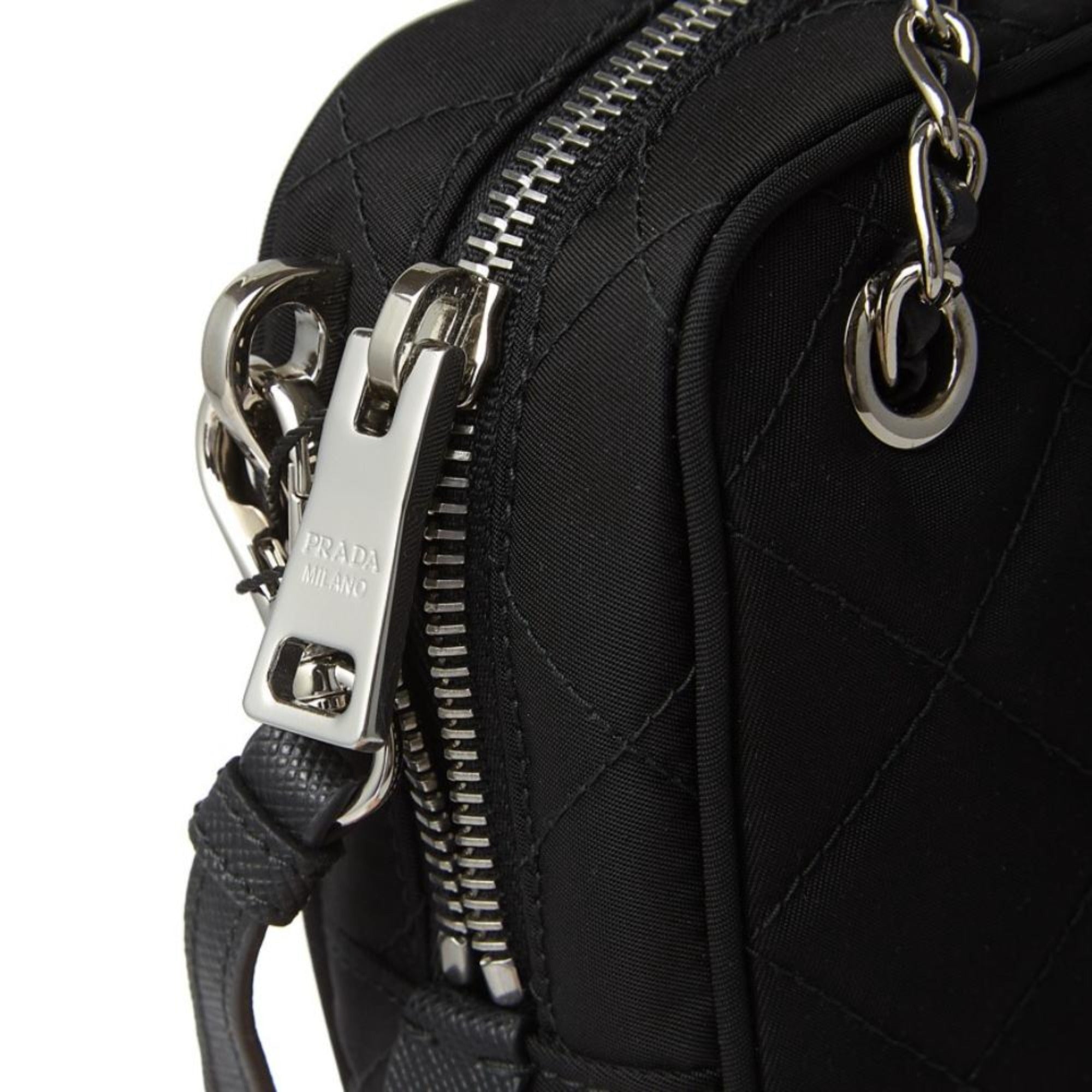 Prada Quilted Black Crossbody Bag - Trendy Nylon with Logo Charm