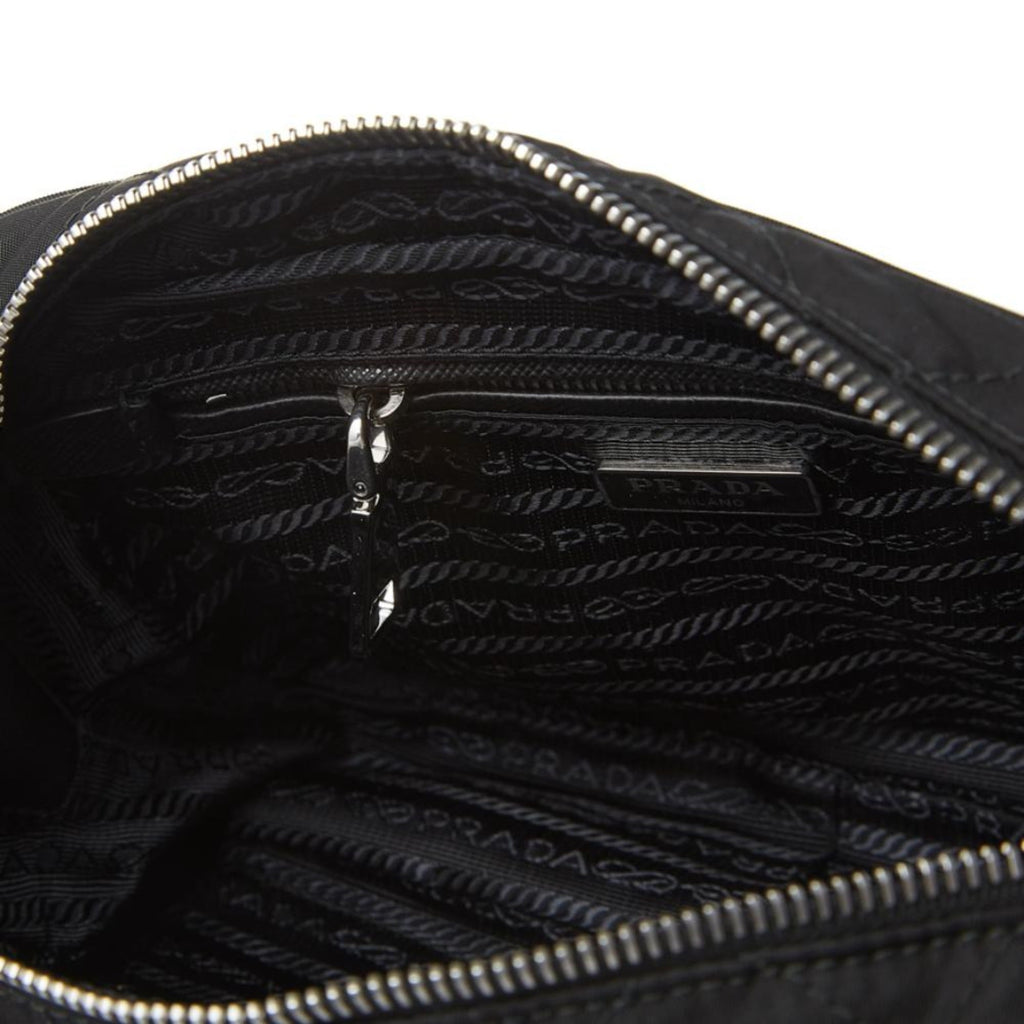 Prada Quilted Black Crossbody Bag - Trendy Nylon with Logo Charm