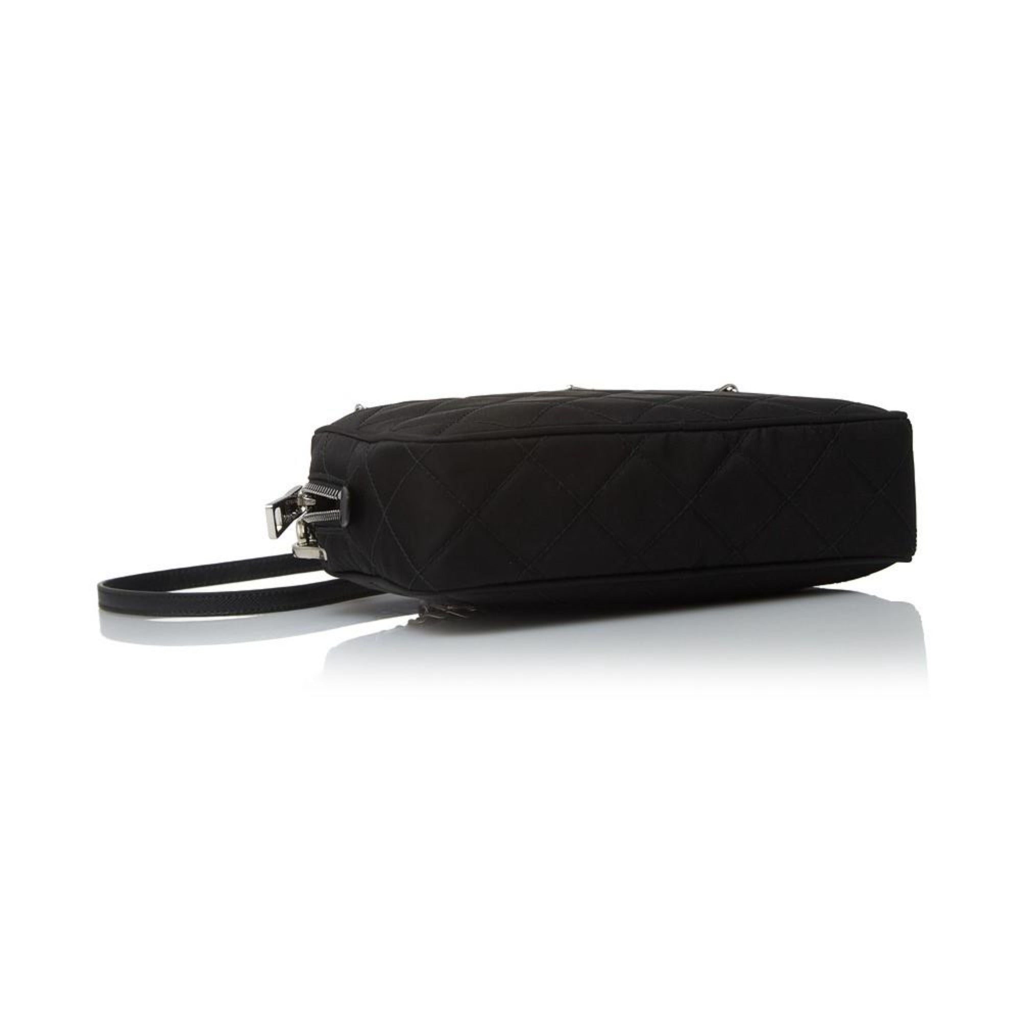 Prada Quilted Black Crossbody Bag - Trendy Nylon with Logo Charm