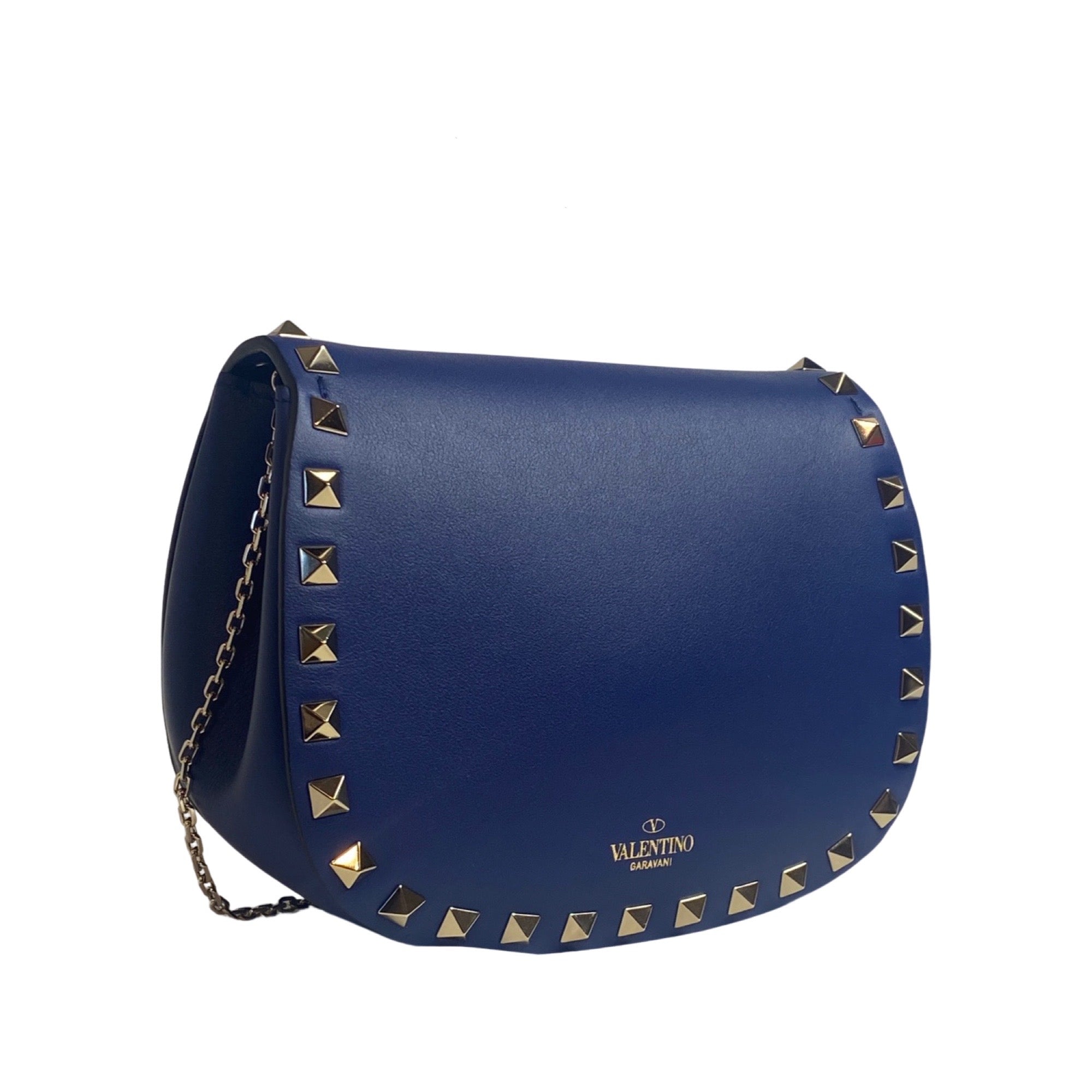 Valentino Rockstud Blue Leather Crossbody Bag - Chic & Compact Style