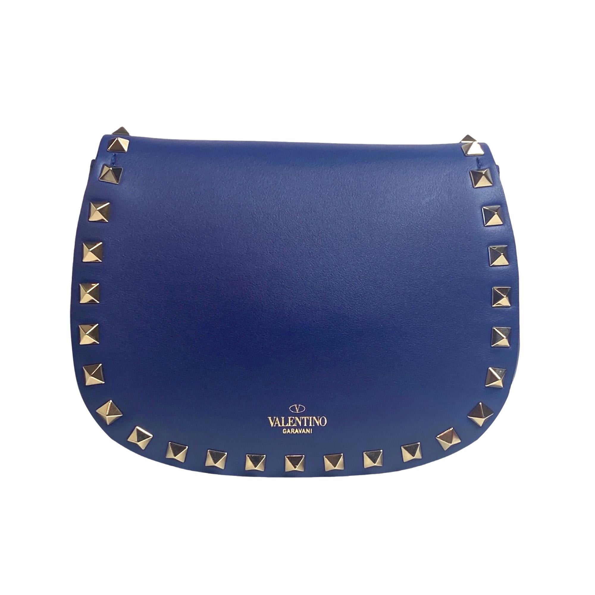 Valentino Rockstud Blue Leather Crossbody Bag - Chic & Compact Style