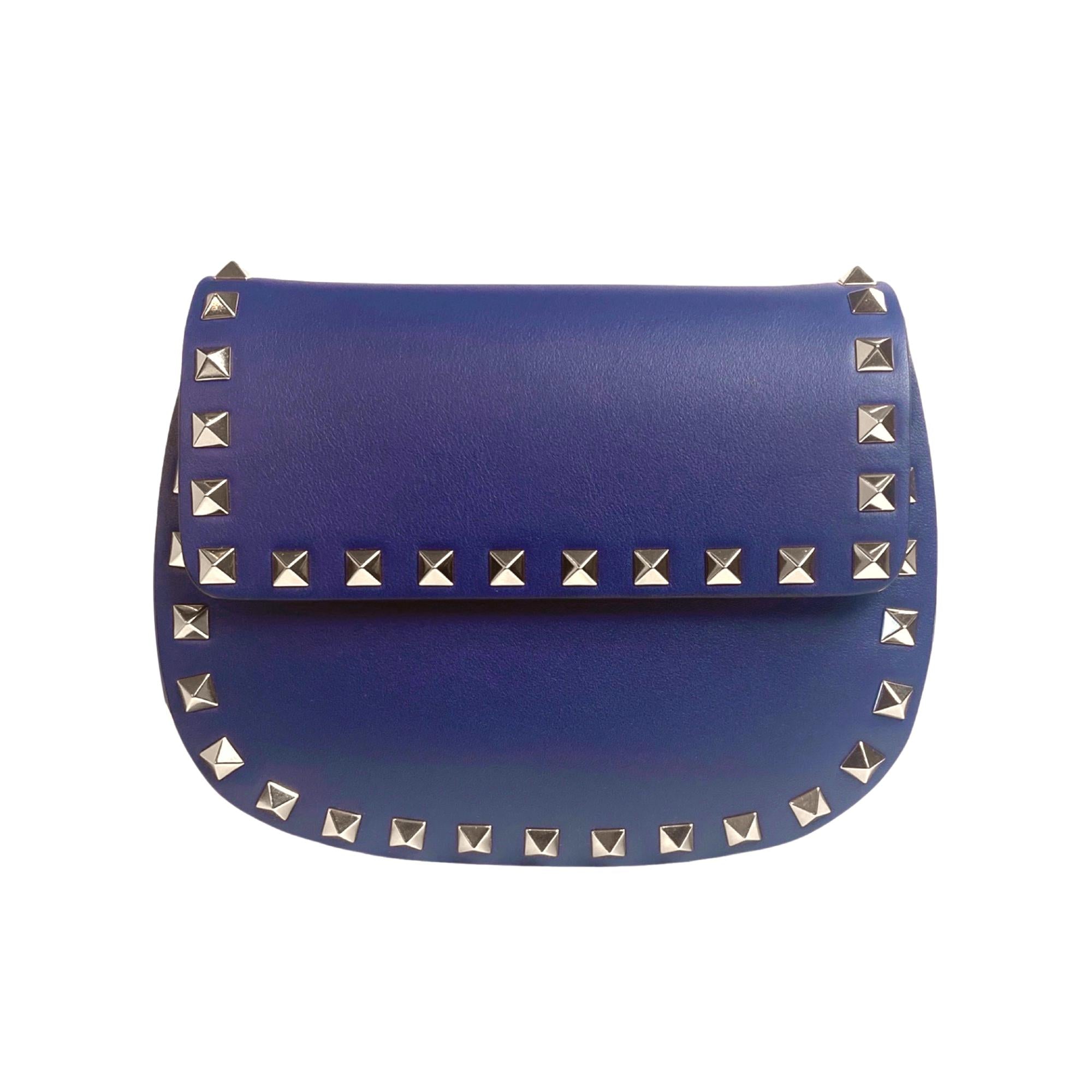 Valentino Rockstud Blue Leather Crossbody Bag - Chic & Compact Style