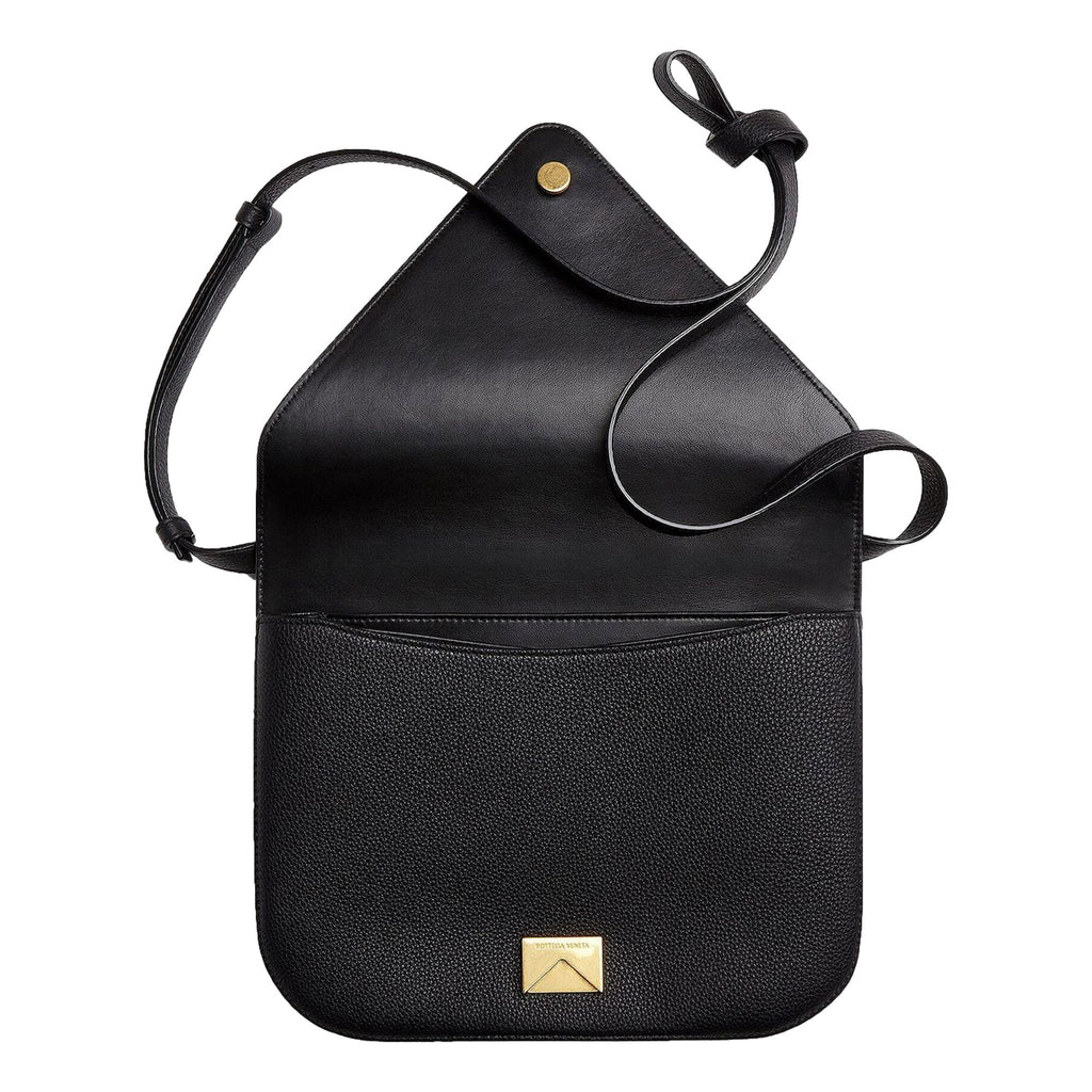 Bottega Veneta Shoulder Bag: Elegant Black & Gold Leather Purse