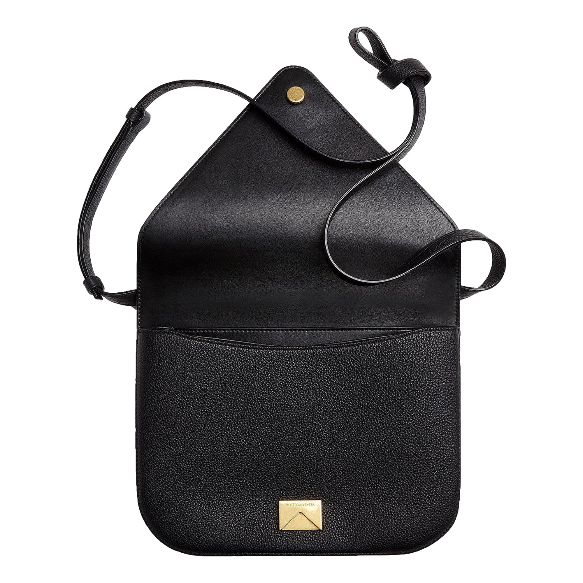 Bottega Veneta Shoulder Bag: Elegant Black & Gold Leather Purse
