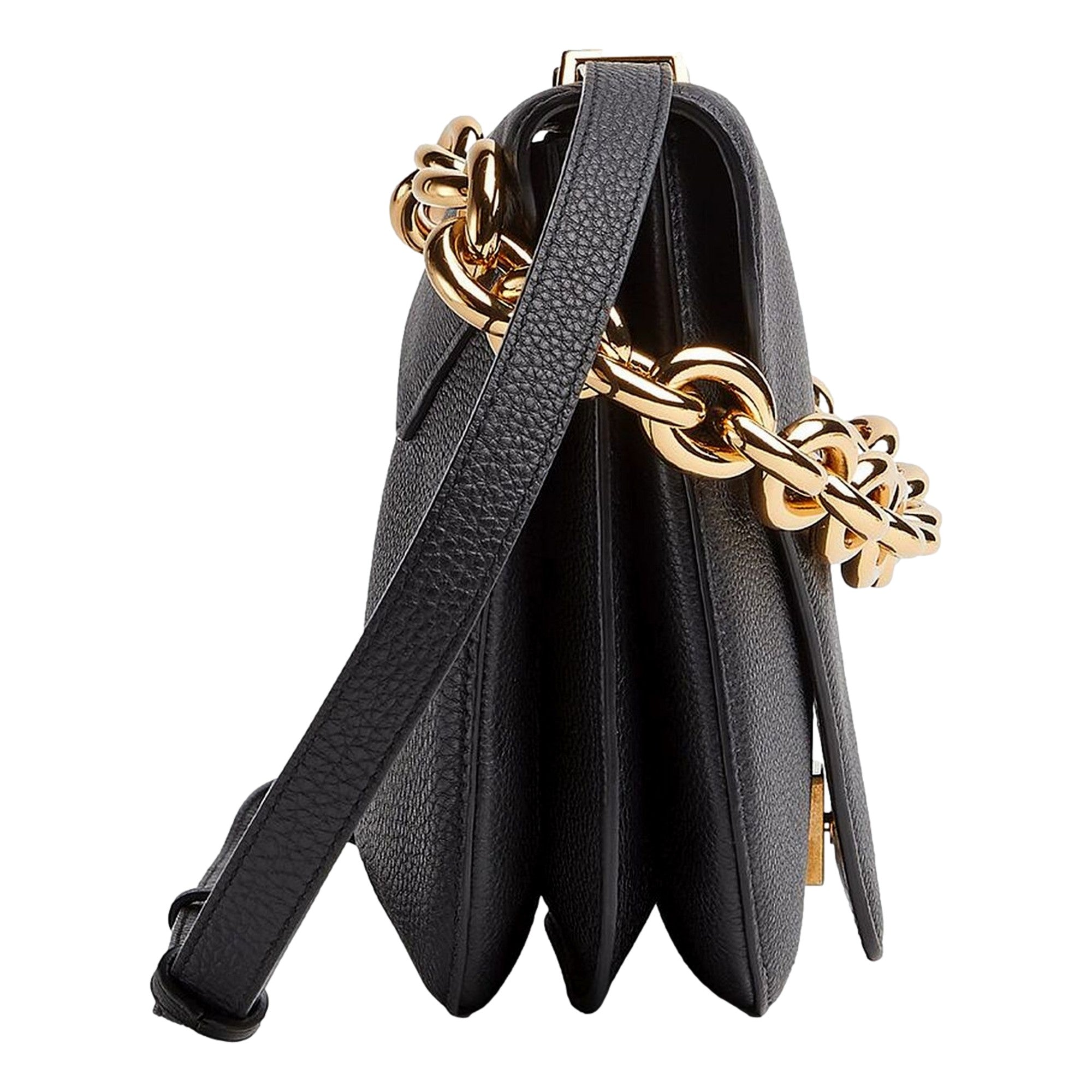 Bottega Veneta Shoulder Bag: Elegant Black & Gold Leather Purse