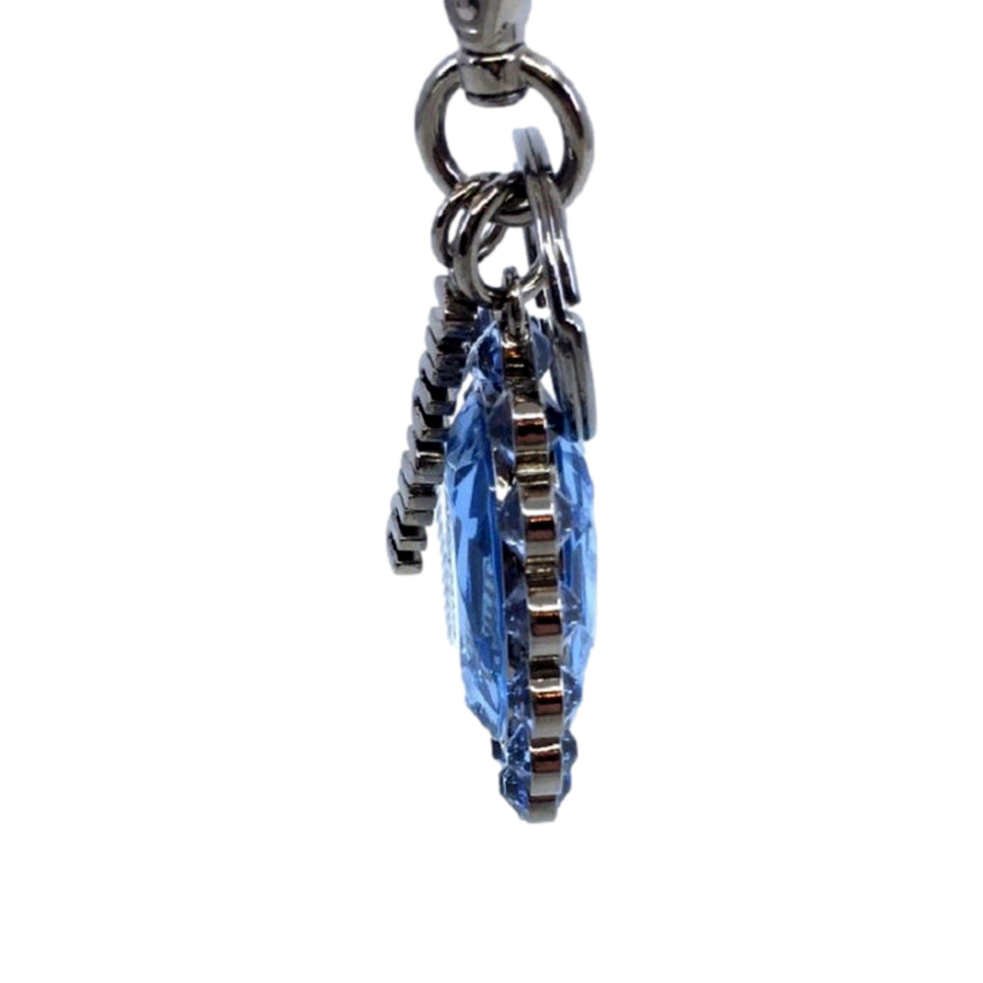Miu Miu Crystal Key Chain - Elegant Rhinestone Bag Charm, Light Blue