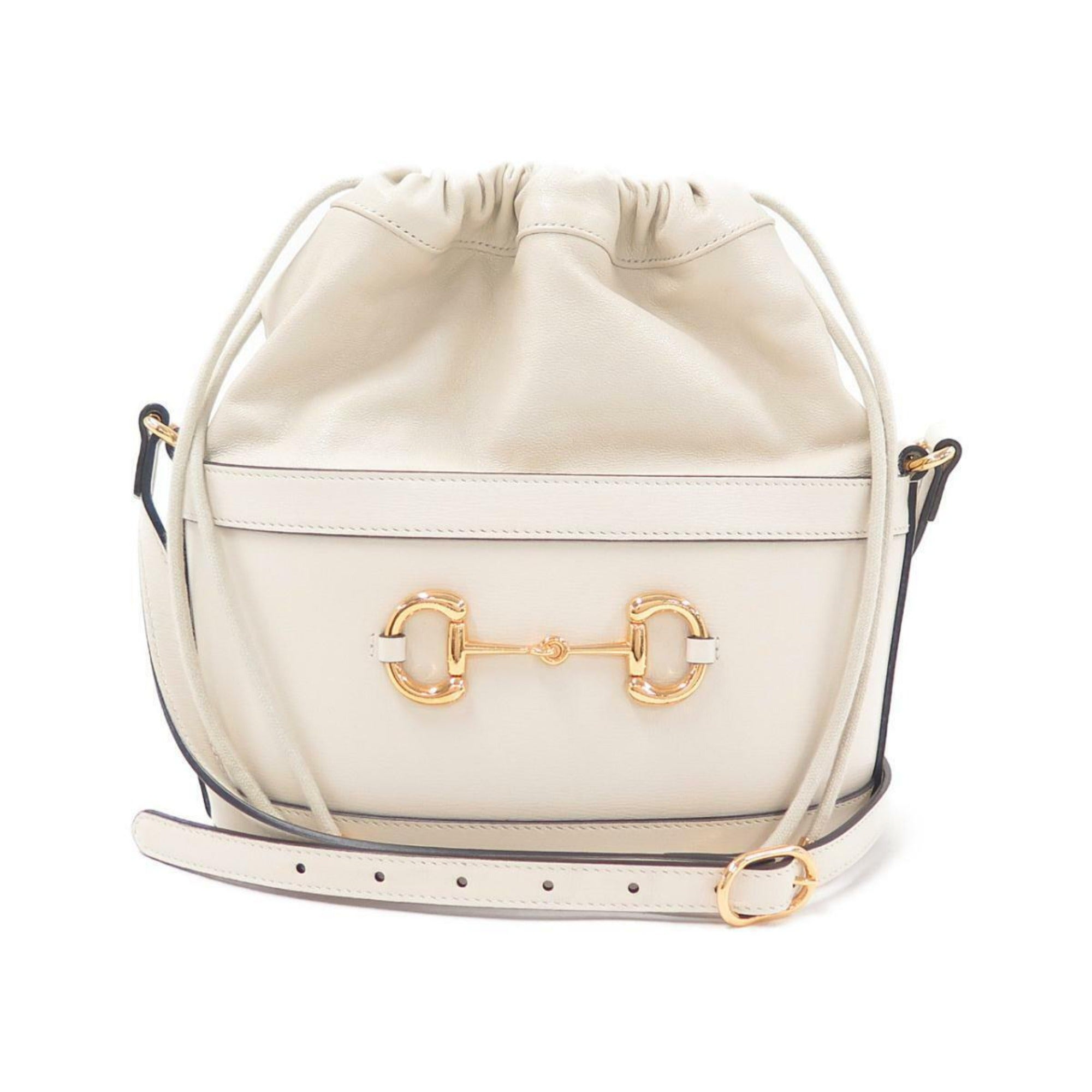 Gucci 1955 Horsebit Bucket Bag - Iconic Style in White Leather