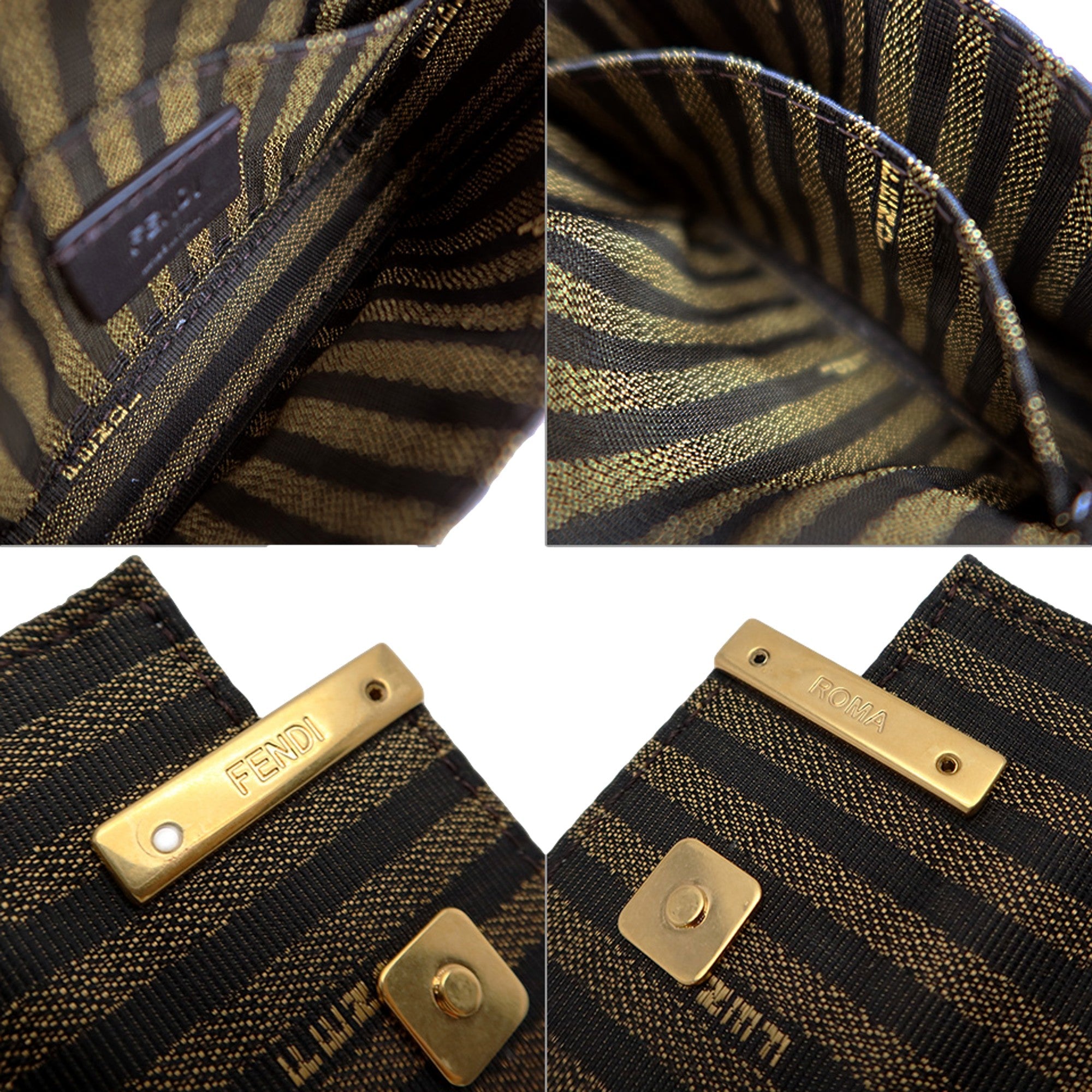 Fendi Canvas FF Embroidery Nano Baguette Charm - Beige Multicolor