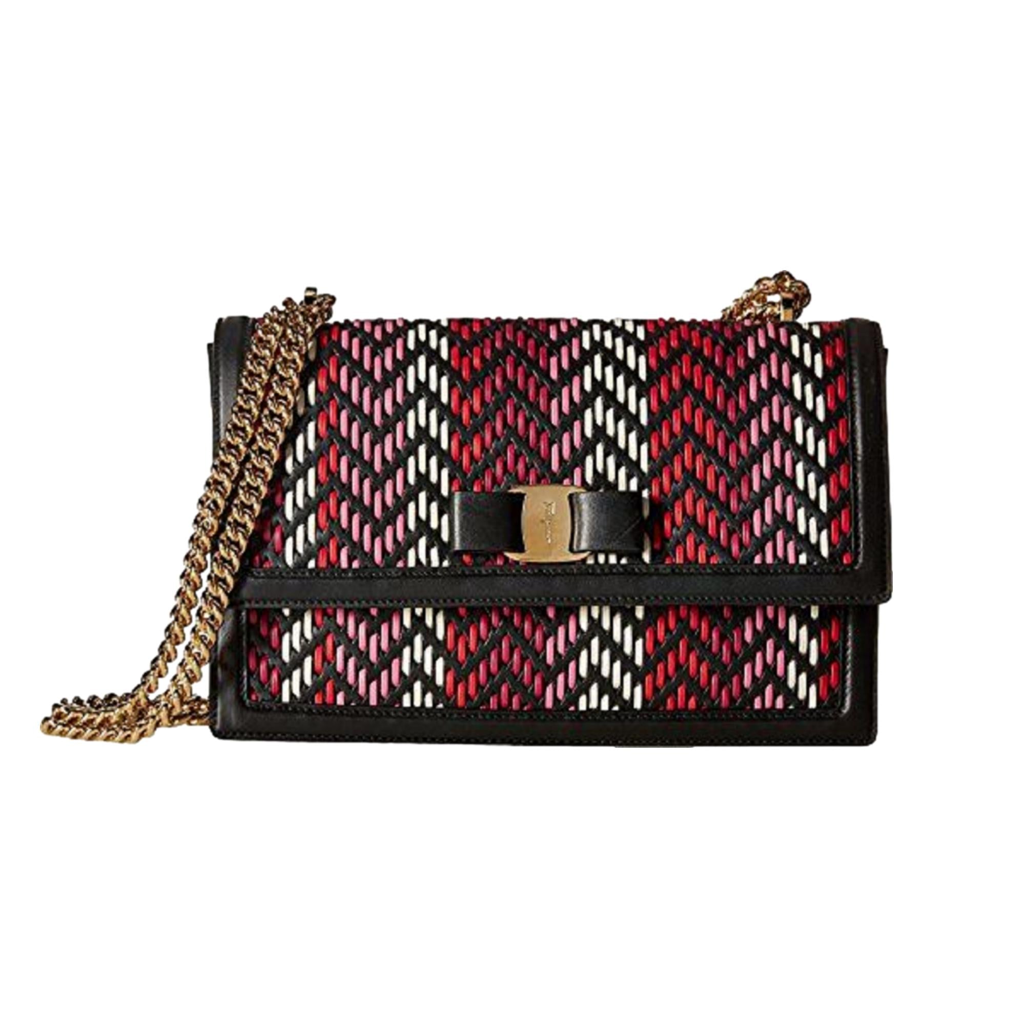Ferragamo Ginny Multi-Pink & Red Leather Bag - Chic & Versatile Style