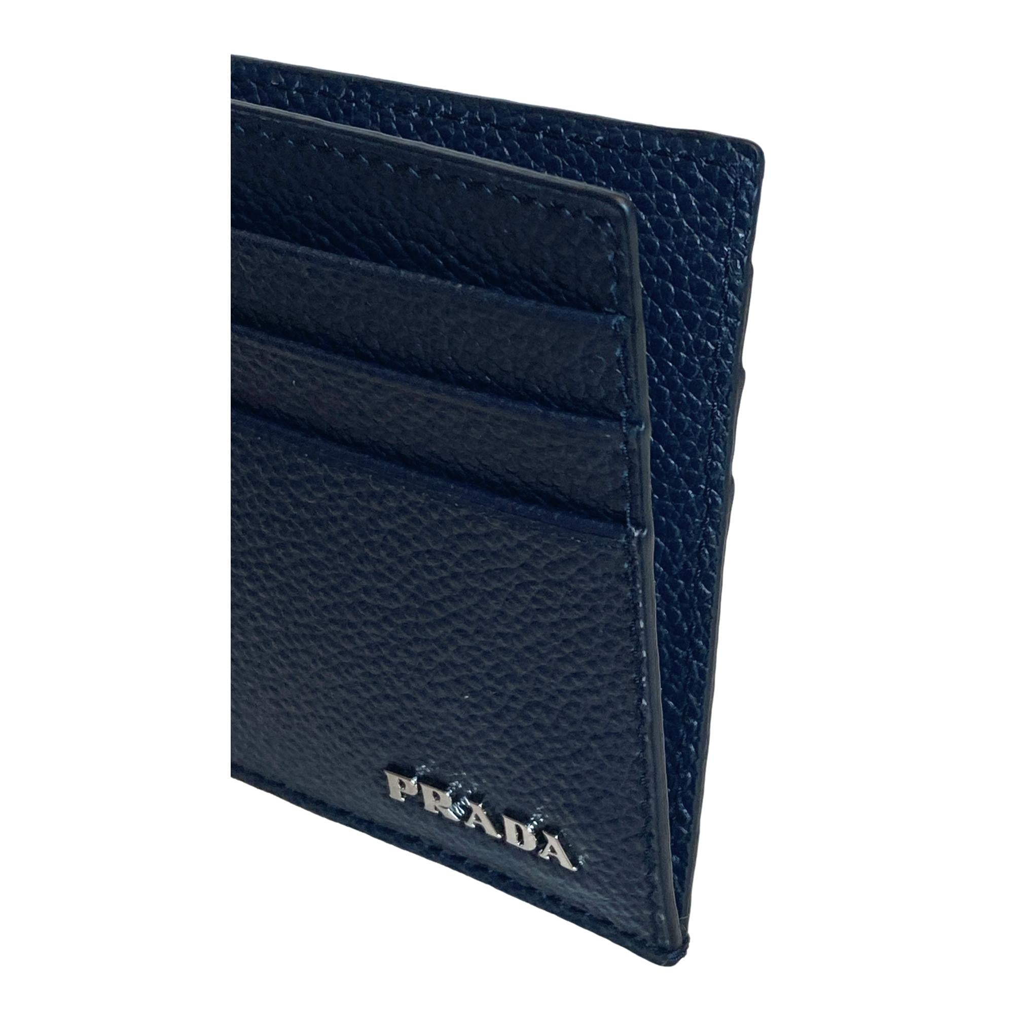 Prada Blue Leather Card Holder - Luxury & Practical Elegance