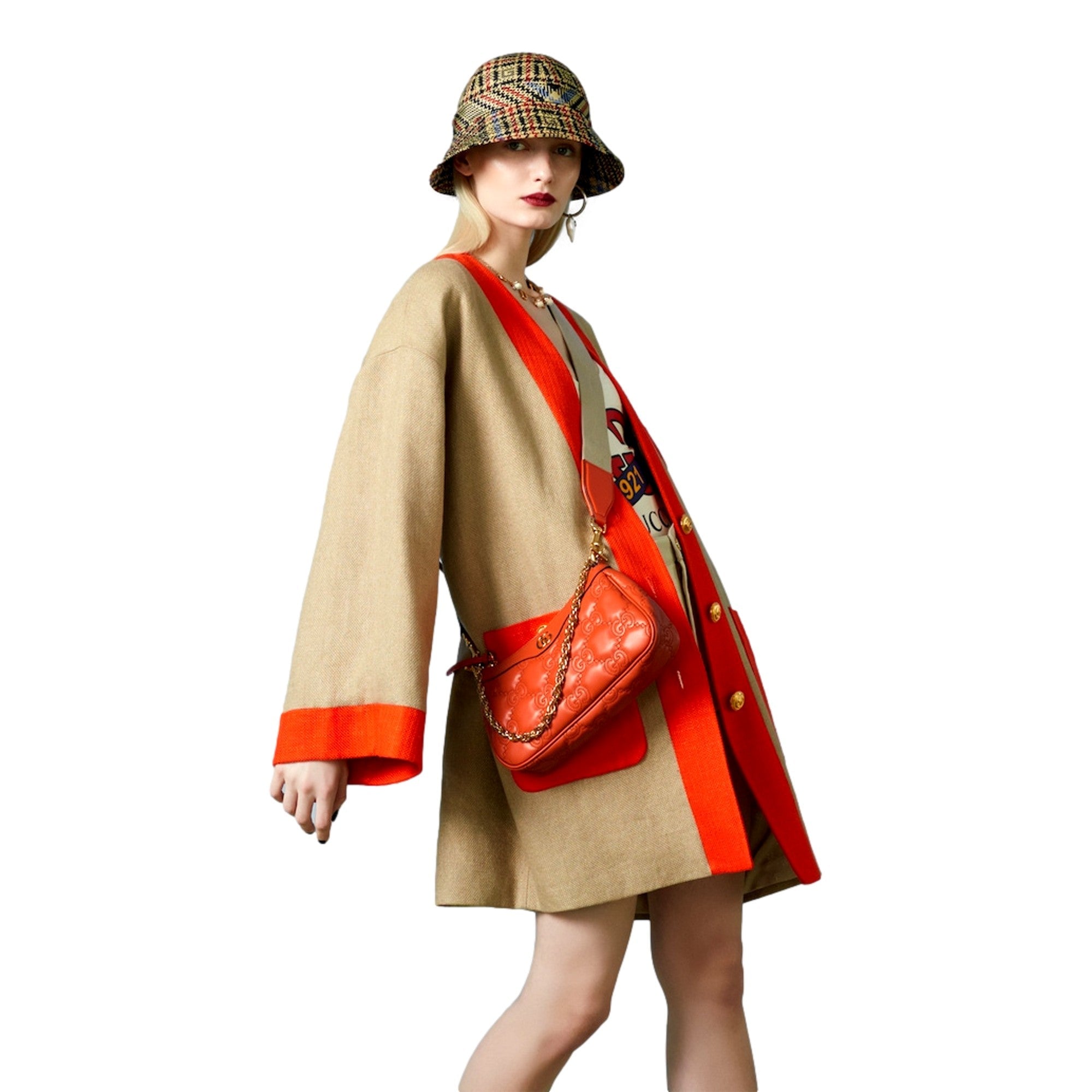 Vibrant Gucci GG Quilted Mini Shoulder Bag - Orange & Chic