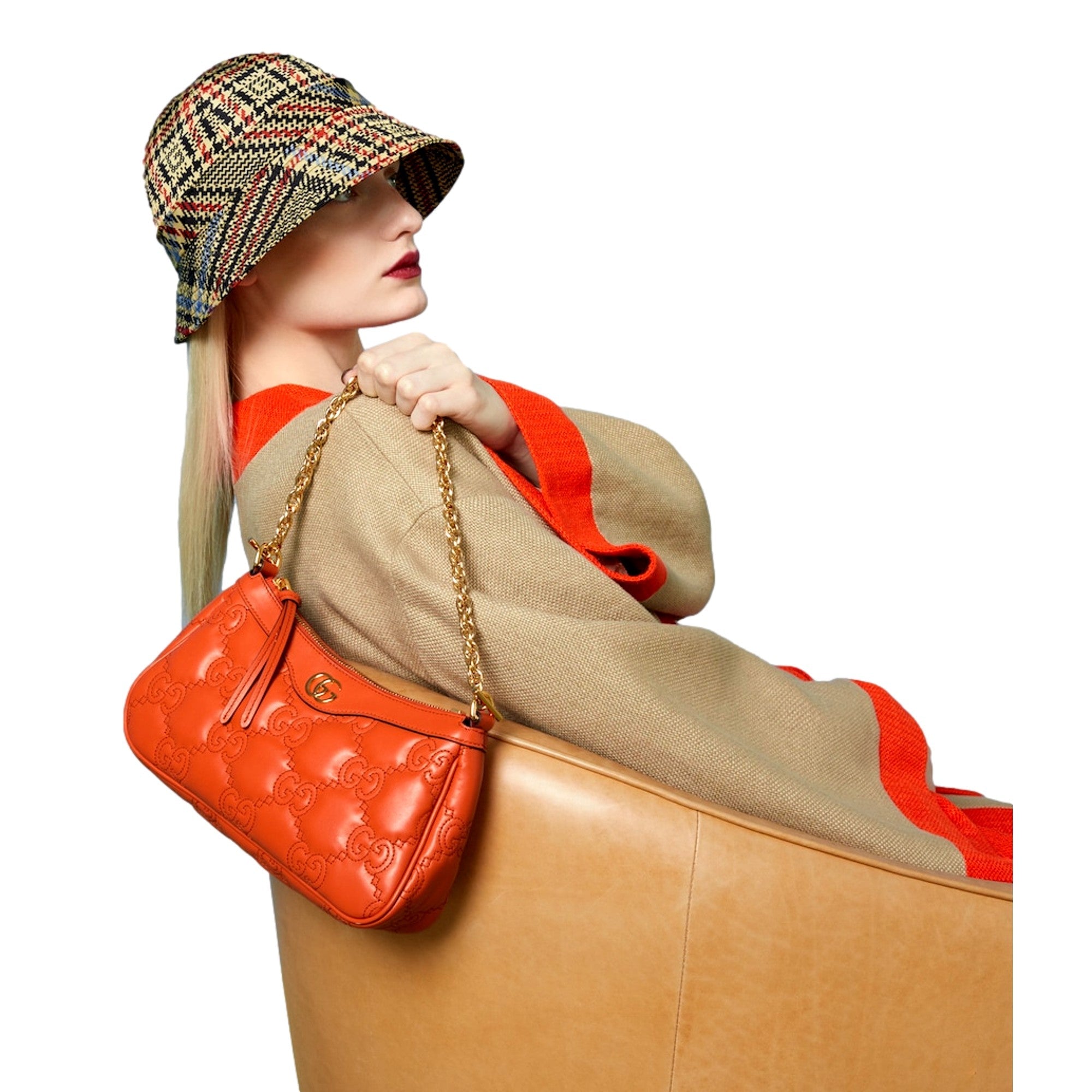 Vibrant Gucci GG Quilted Mini Shoulder Bag - Orange & Chic