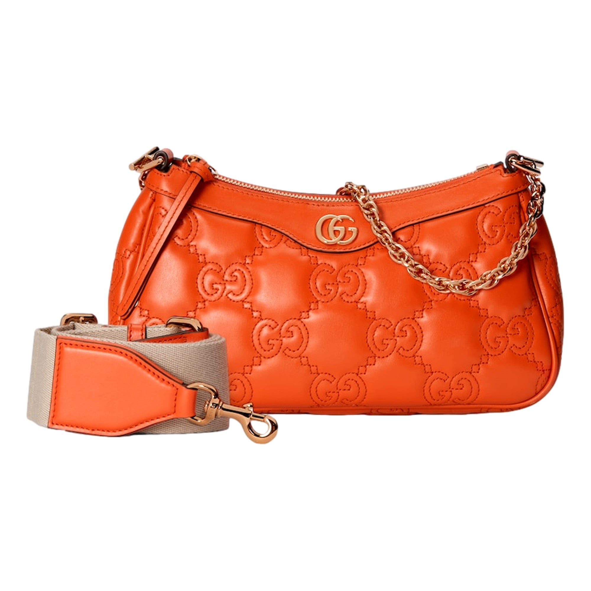 Vibrant Gucci GG Quilted Mini Shoulder Bag - Orange & Chic