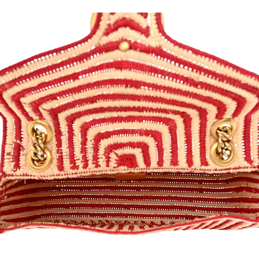 Gucci Marmont Raffia Shoulder Bag - Chic Summer Style in Hibiscus Red