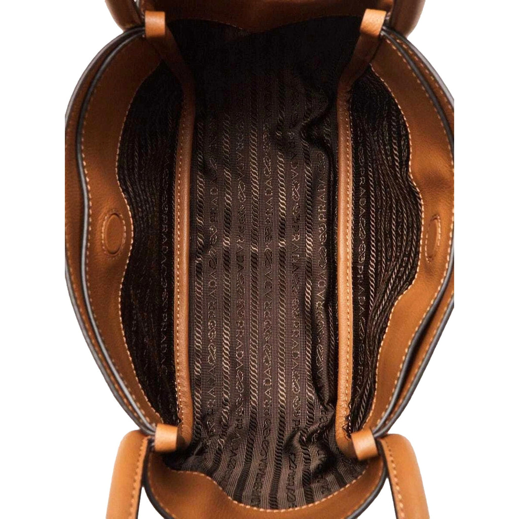 Prada Caramel Brown Leather Tote - Chic Italian Luxury Handbag