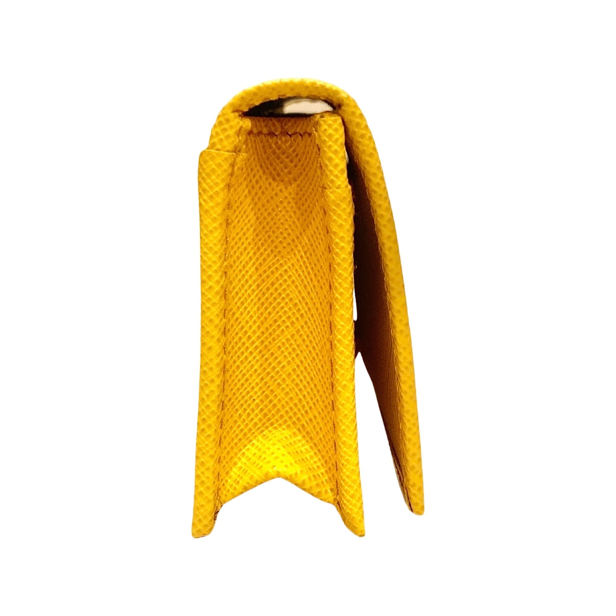 Prada Saffiano Yellow Leather Card Case Wallet - Stylish & Practical
