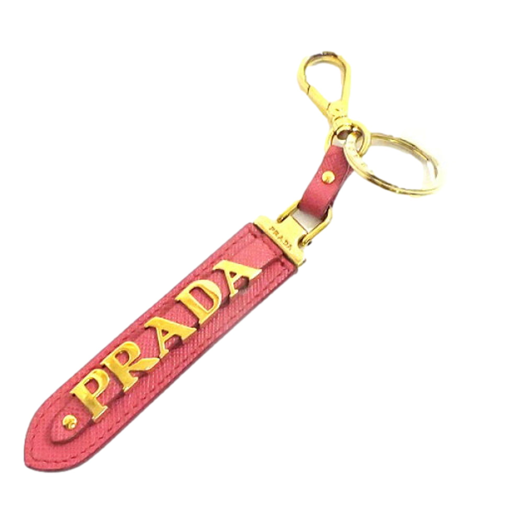 Prada Lettering Keychain - Elegant Pink Saffiano Keychain Accessory