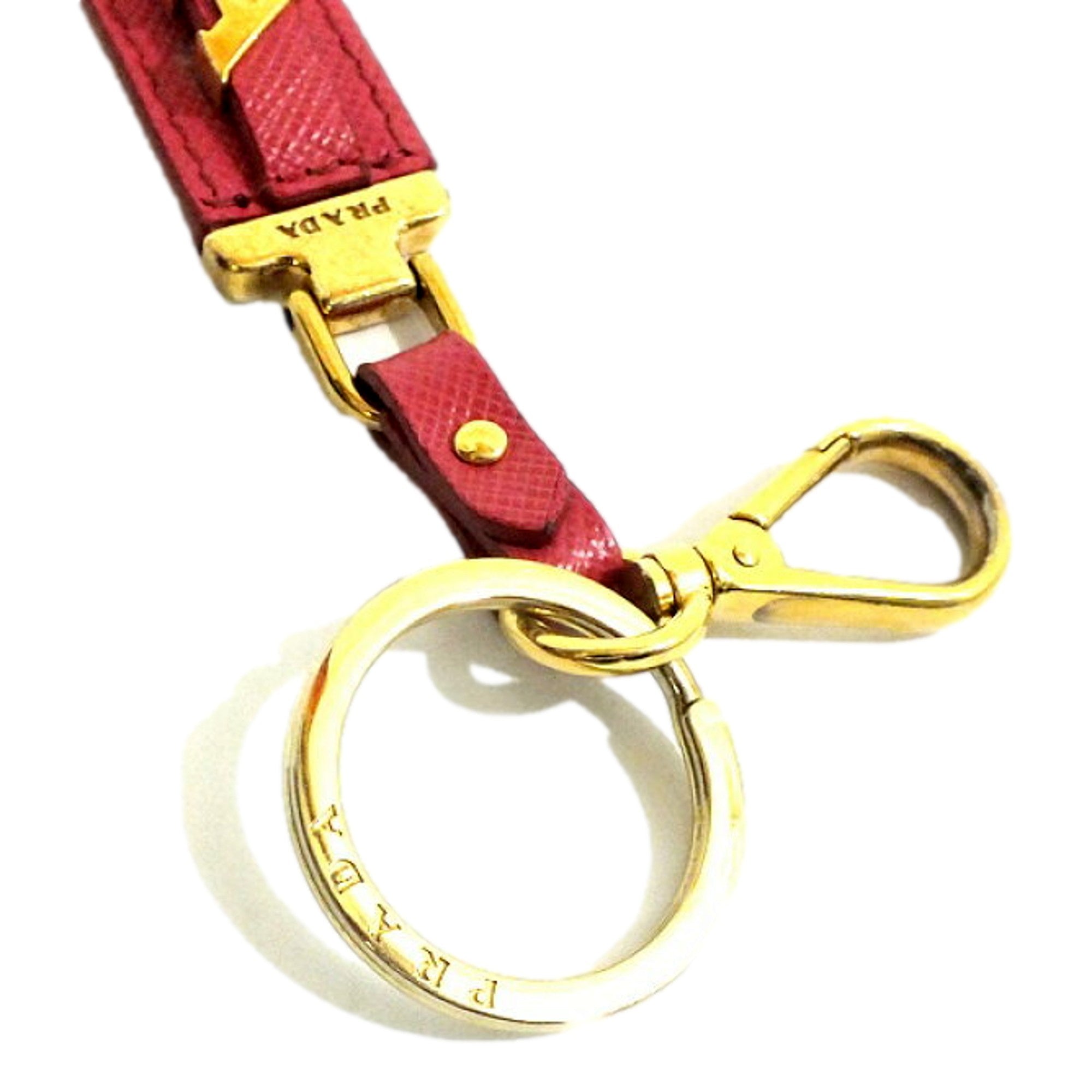 Prada Lettering Keychain - Elegant Pink Saffiano Keychain Accessory