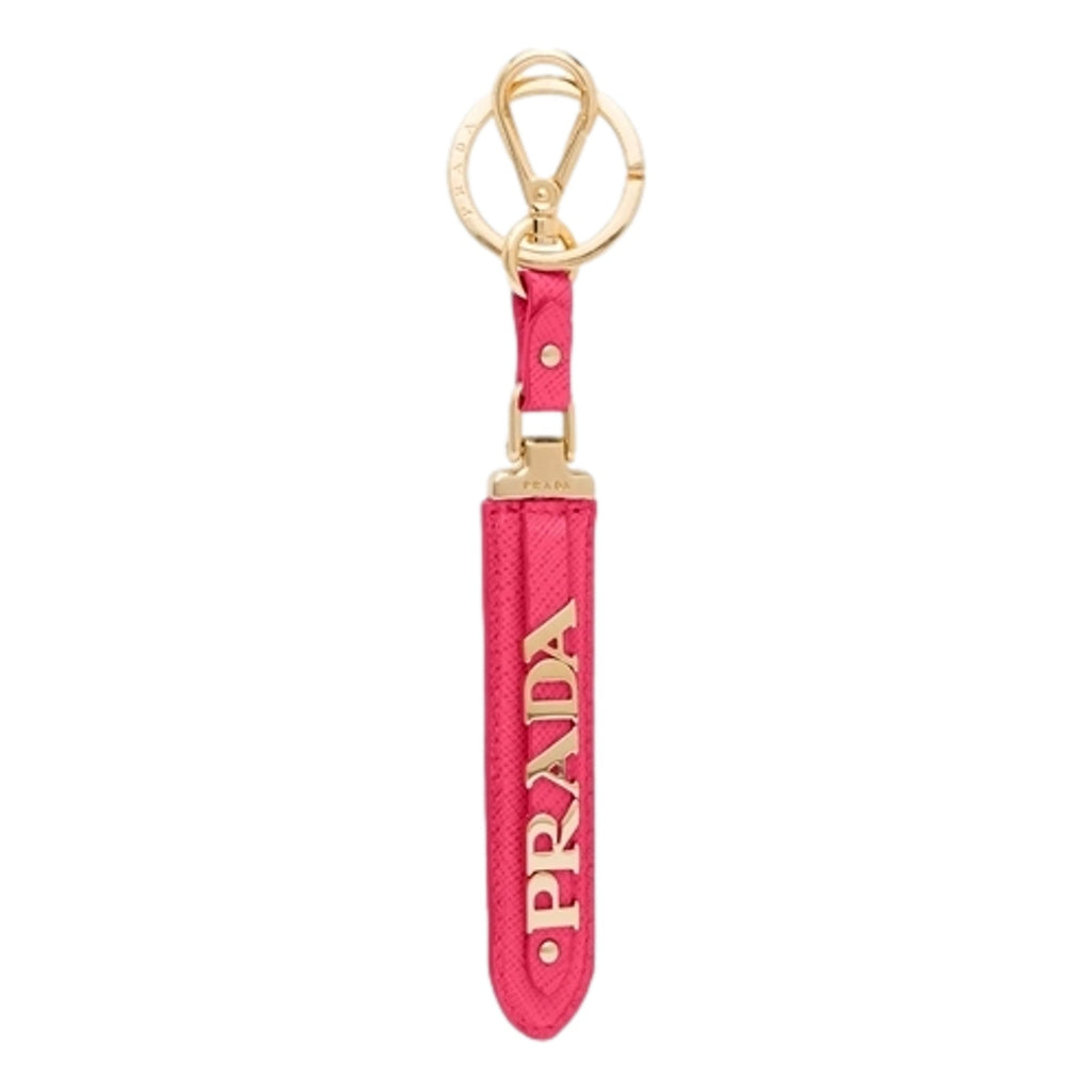 Prada Lettering Keychain - Elegant Pink Saffiano Keychain Accessory