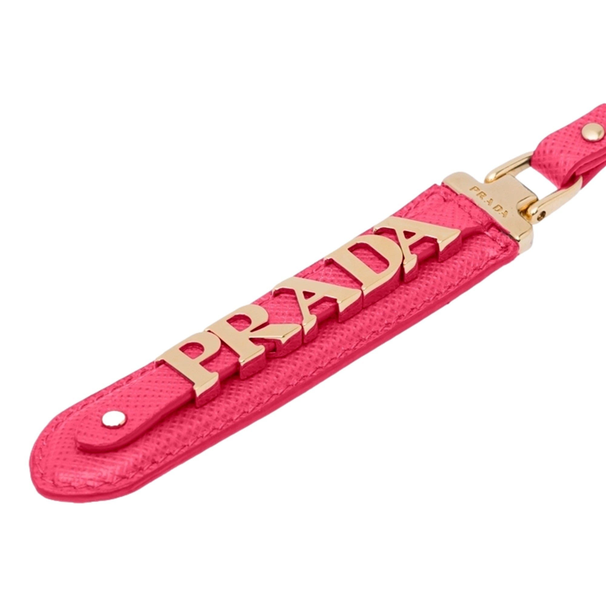 Prada Lettering Keychain - Elegant Pink Saffiano Keychain Accessory