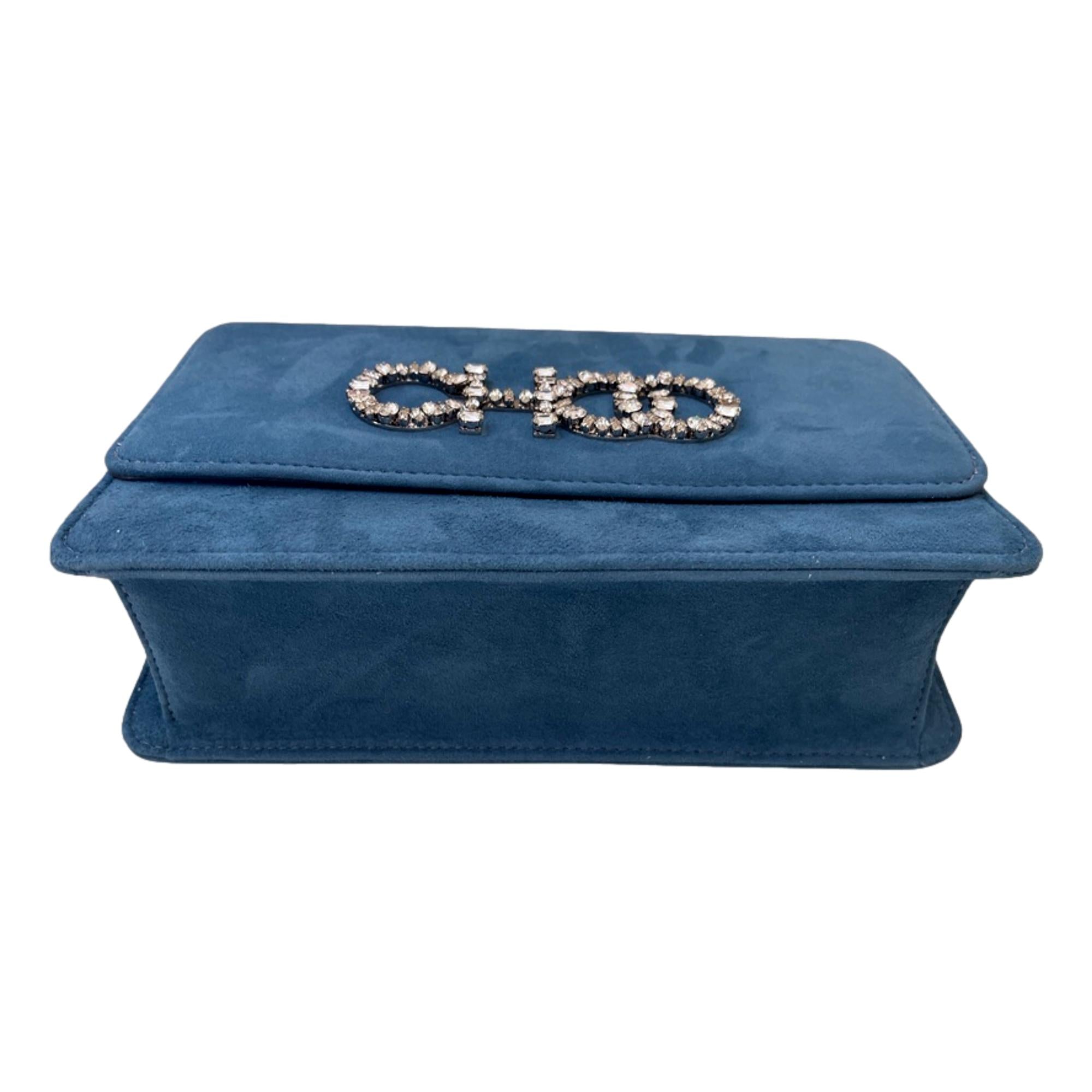 Jimmy Choo Kalina Parrot Blue Suede Chain Wallet - Shop Now