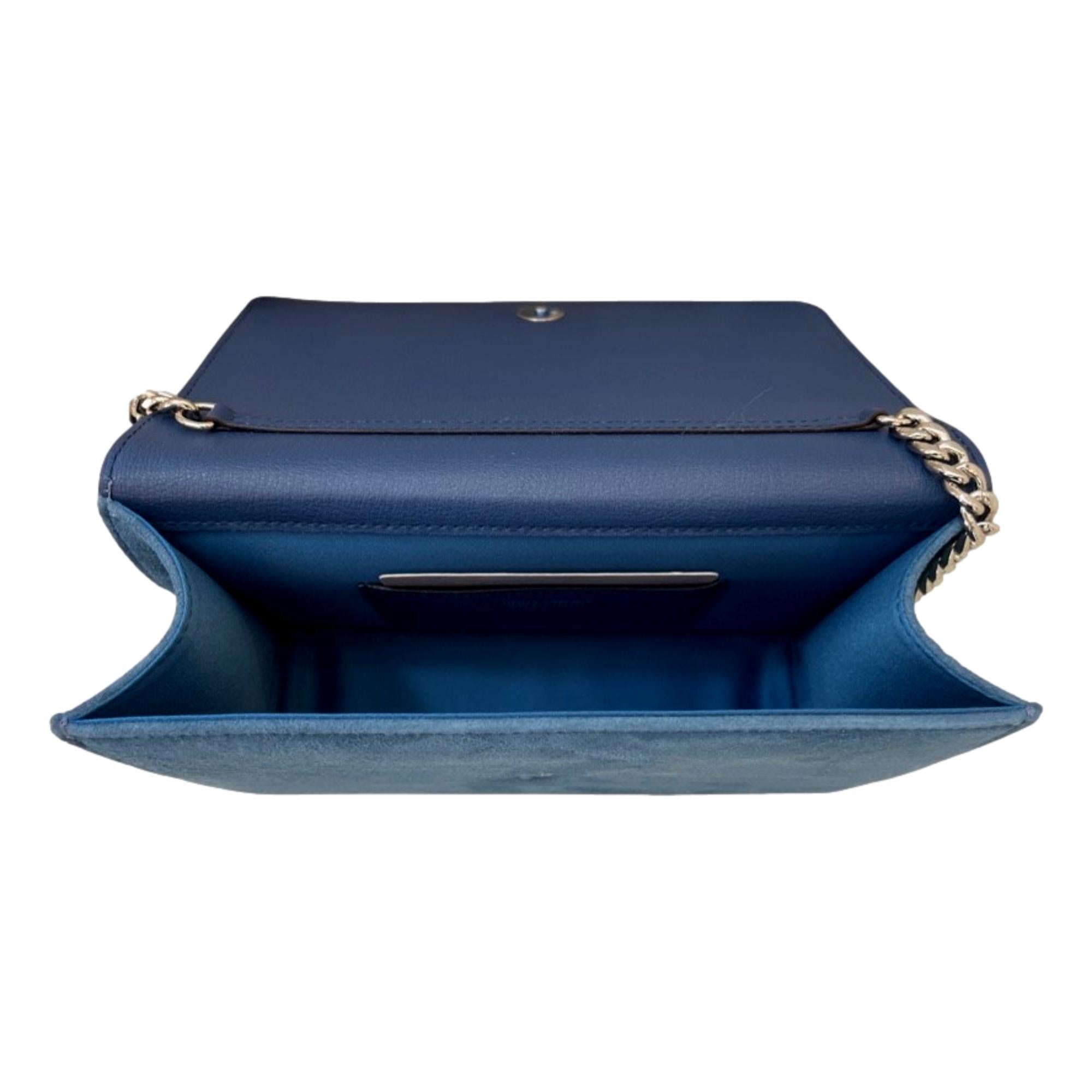 Jimmy Choo Kalina Parrot Blue Suede Chain Wallet - Shop Now