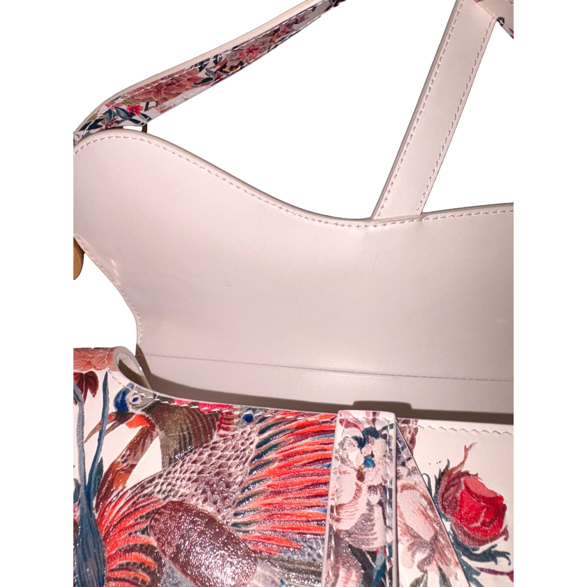 Used Leather Saddle Bag - Dior Floral Print with Gold Detailing