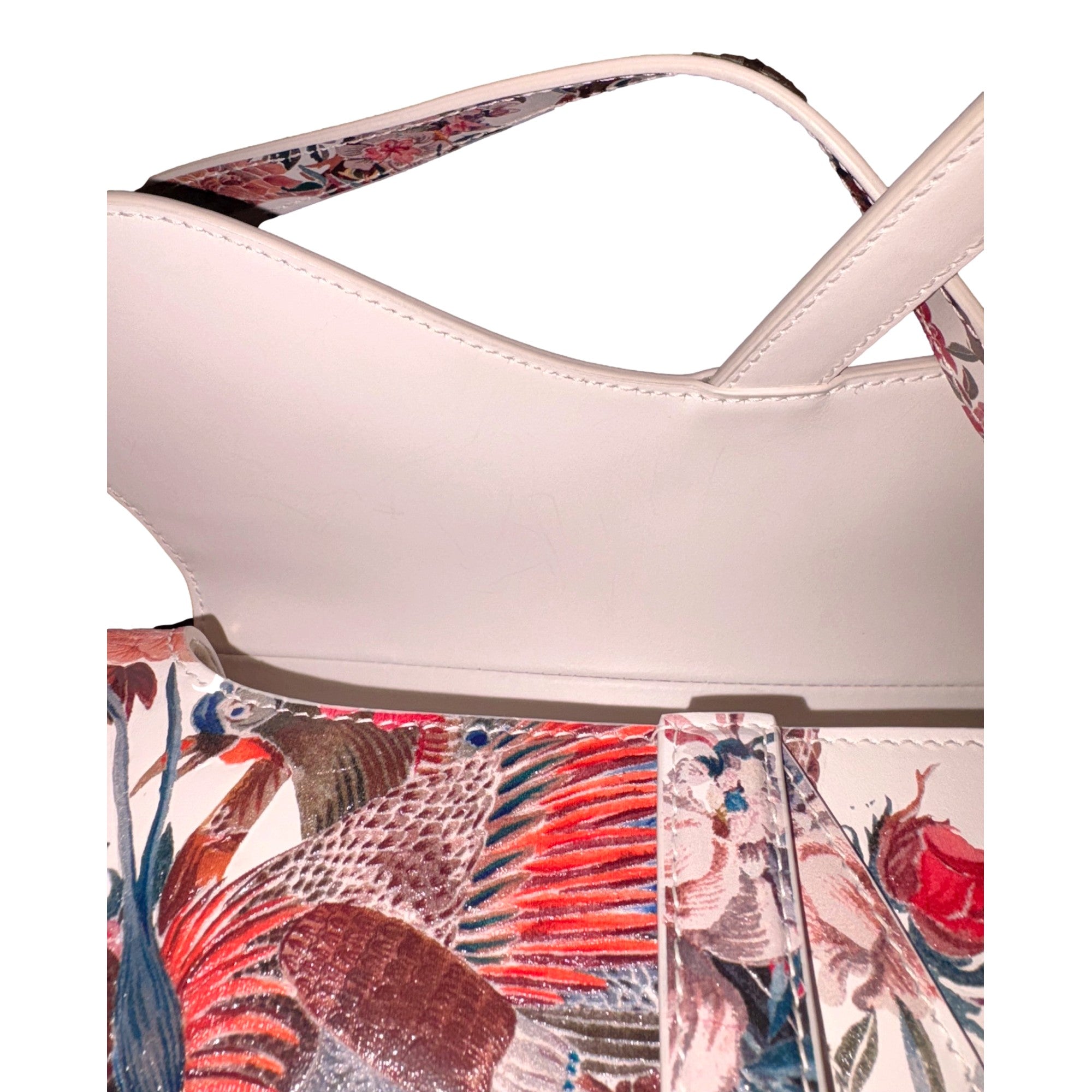 Used Leather Saddle Bag - Dior Floral Print with Gold Detailing