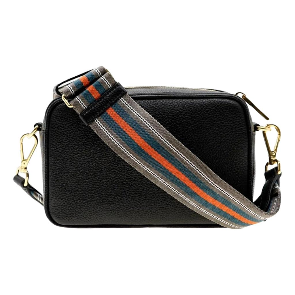 Luxury Black Leather Crossbody Bag | Prada Purse with Web Stripe Strap
