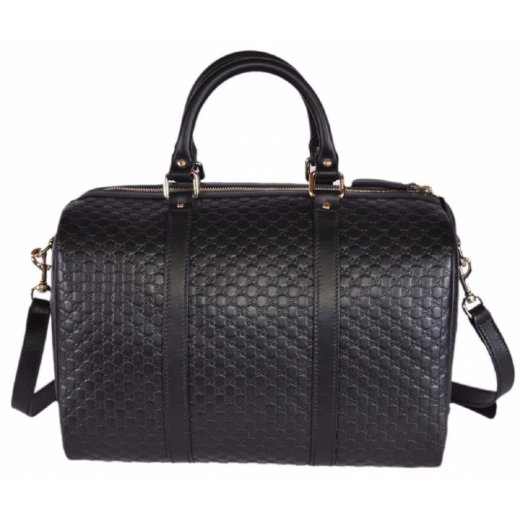 Gucci Black Leather Boston Bag - Iconic GG Design & Versatile Style