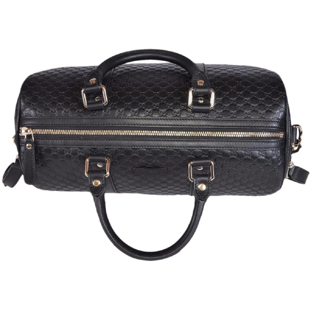 Gucci Black Leather Boston Bag - Iconic GG Design & Versatile Style