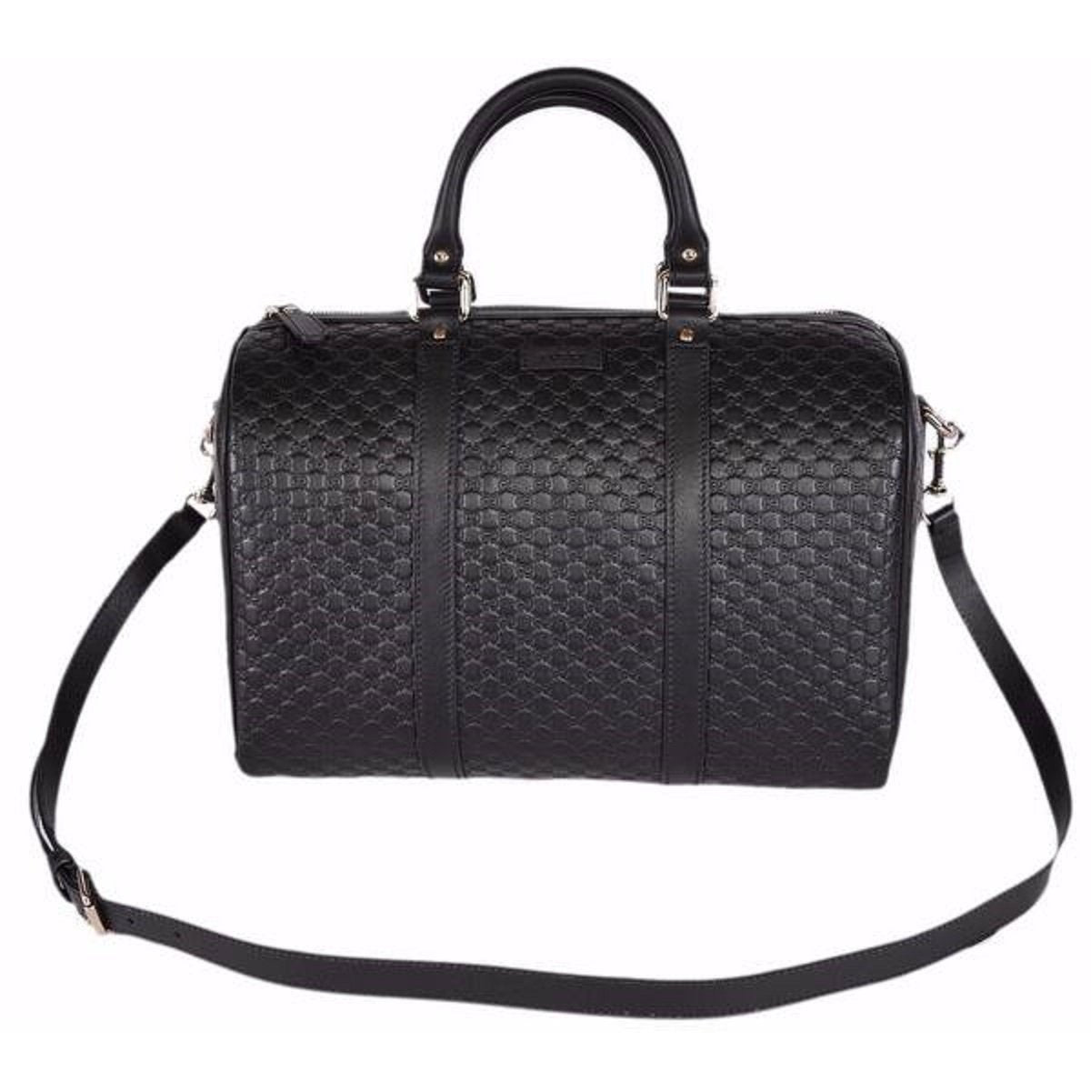 Gucci Black Leather Boston Bag - Iconic GG Design & Versatile Style