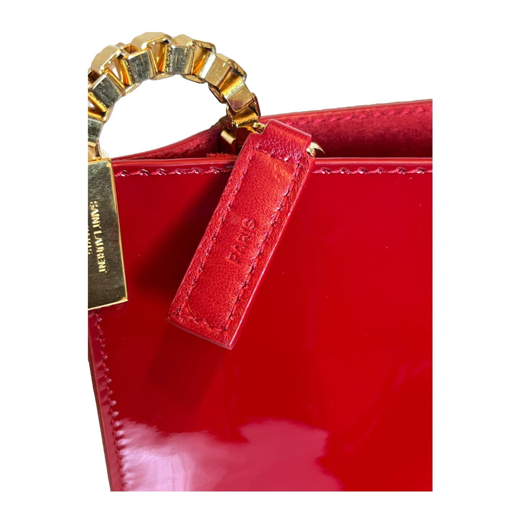 Saint Laurent Chain Hobo Bag - Red Patent Leather Elegance